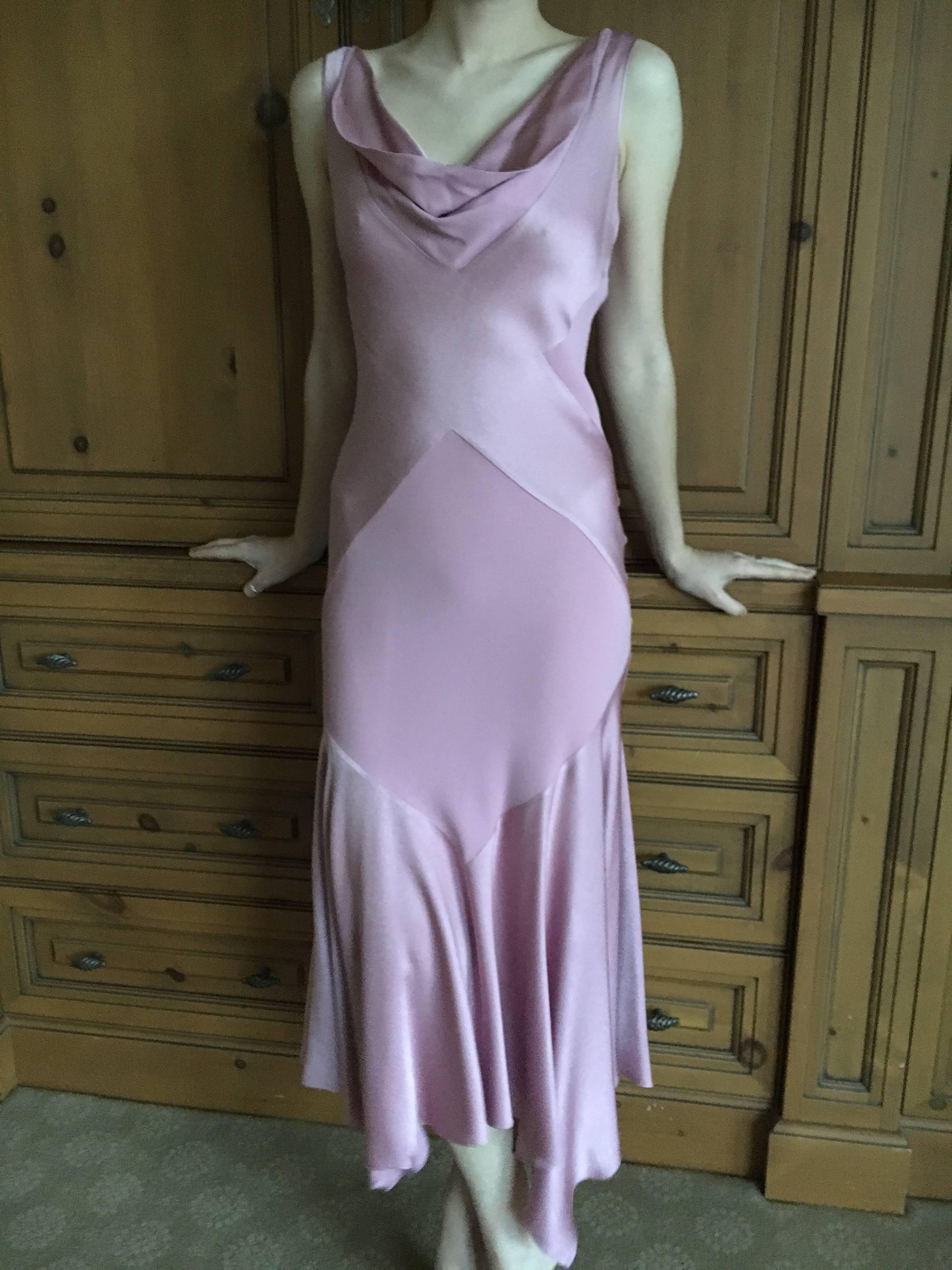 John Galliano 1990's Bias Cut Rose Color Diamond Pattern Cowl Front Dress 5