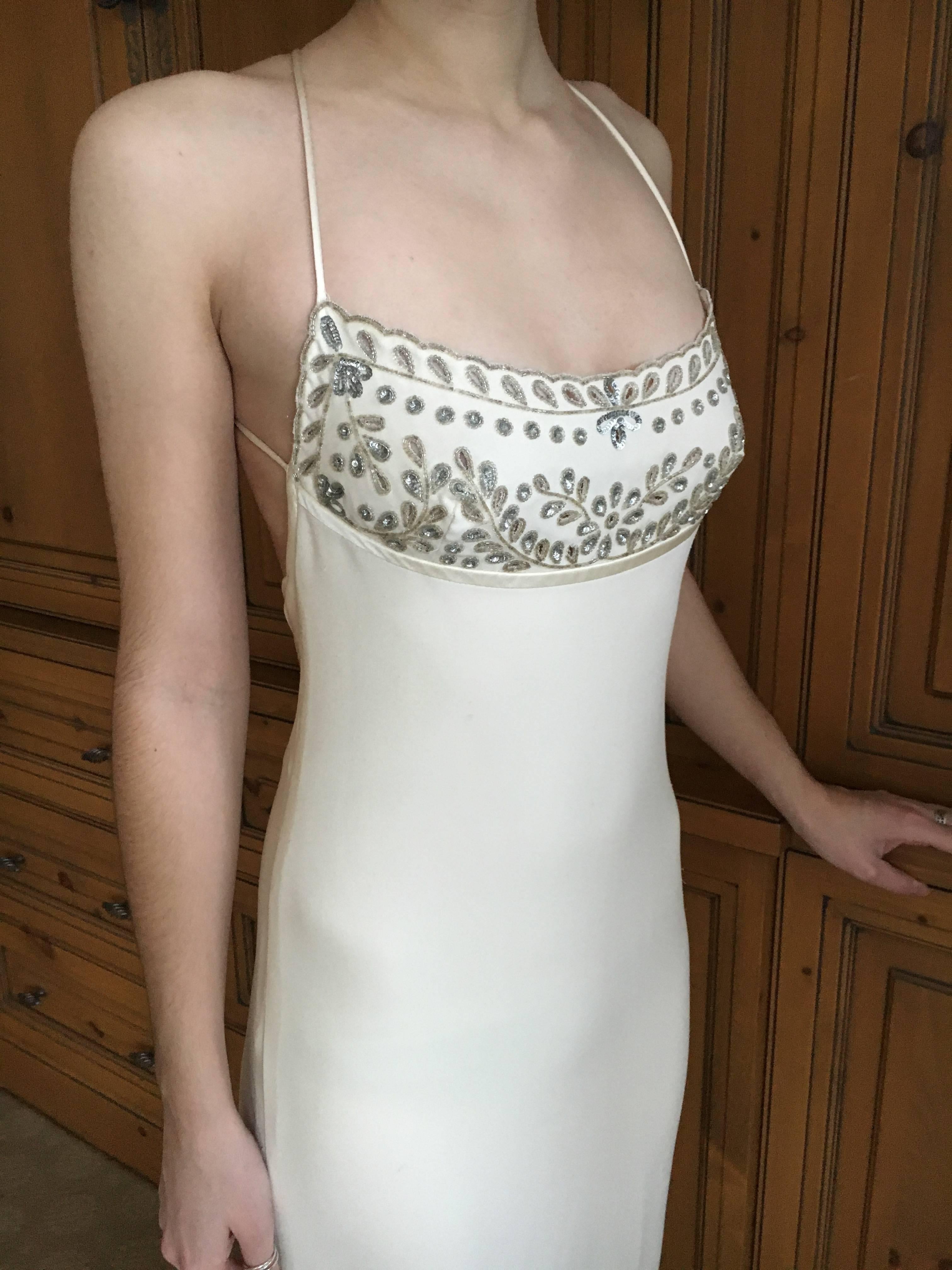 Valentino Custom Made Silk Halter Embroidered Wedding / Evening Dress In Excellent Condition In Cloverdale, CA