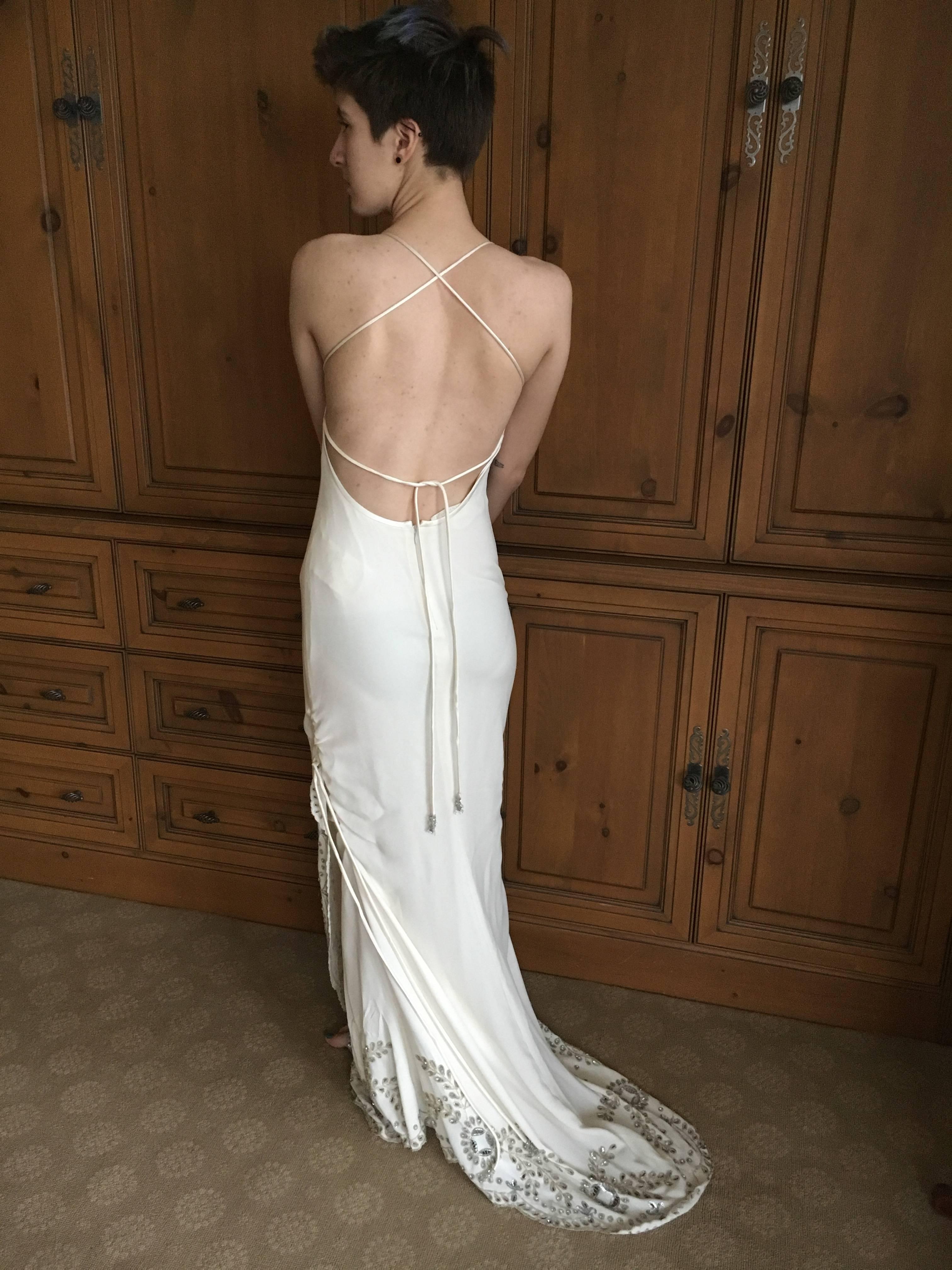 Women's Valentino Custom Made Silk Halter Embroidered Wedding / Evening Dress