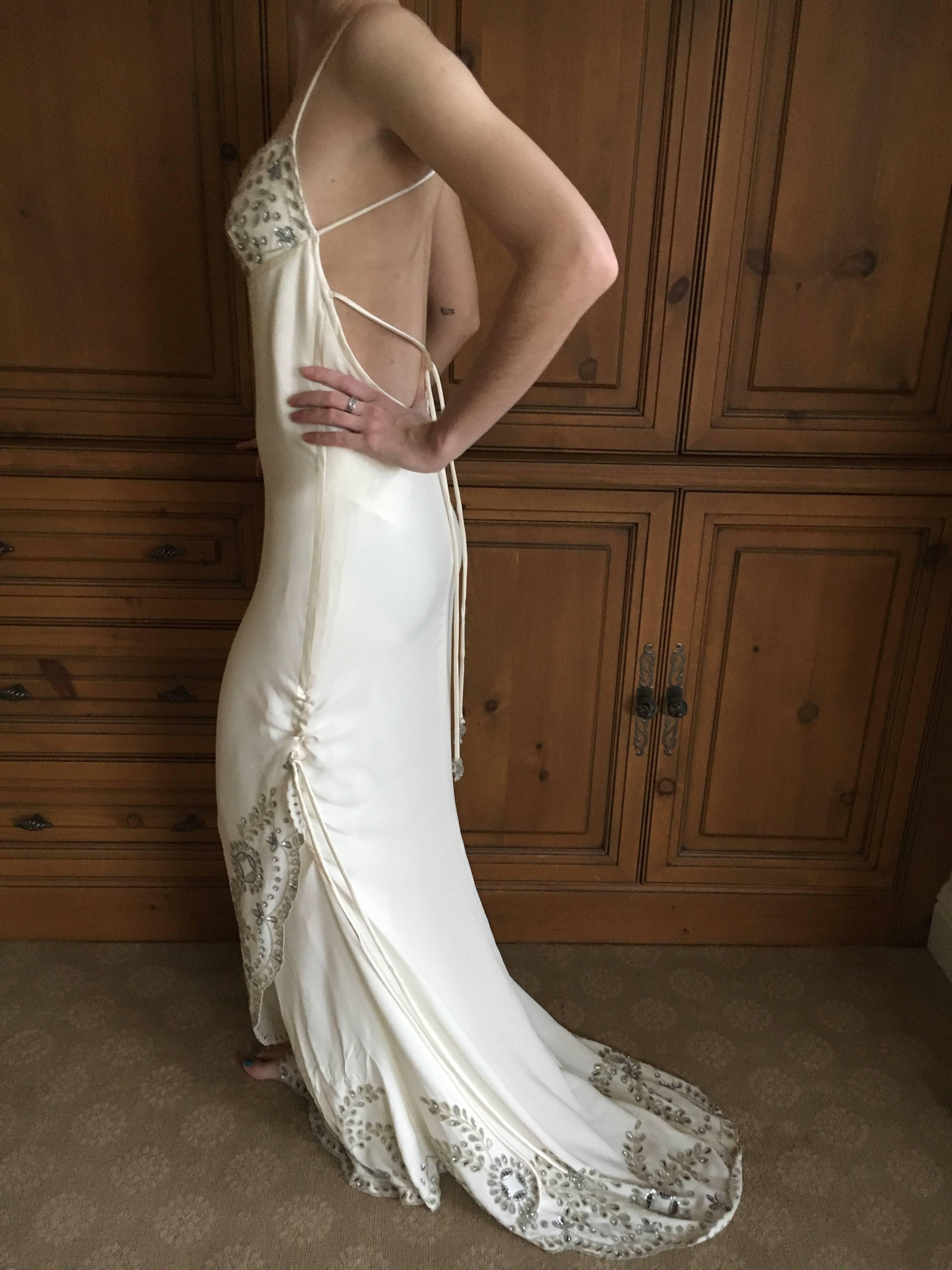 Gray Valentino Custom Made Silk Halter Embroidered Wedding / Evening Dress
