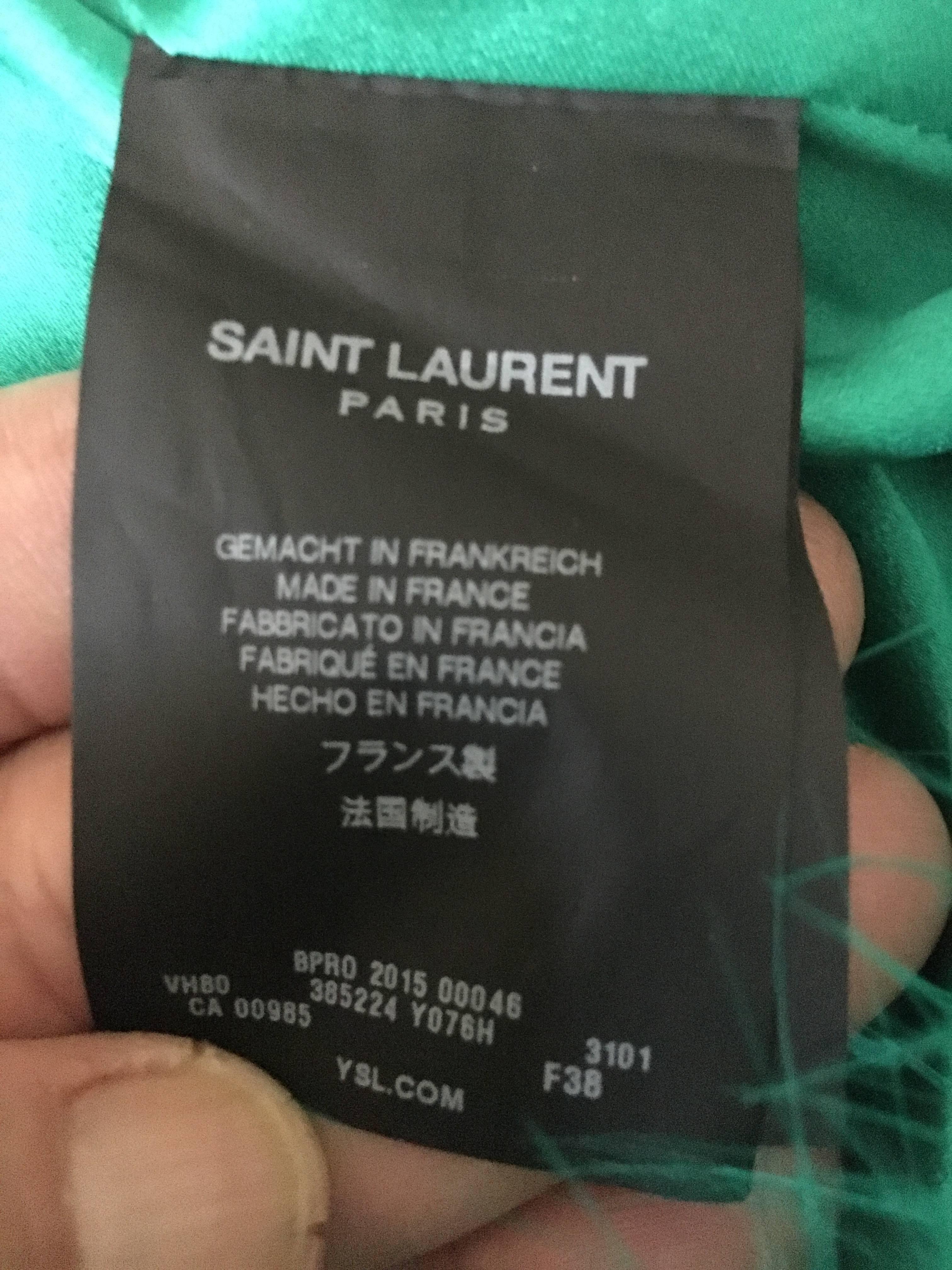 Women's  Saint Laurent by Hedi Slimane 2015 Green Turkey Feather Jacket For Sale