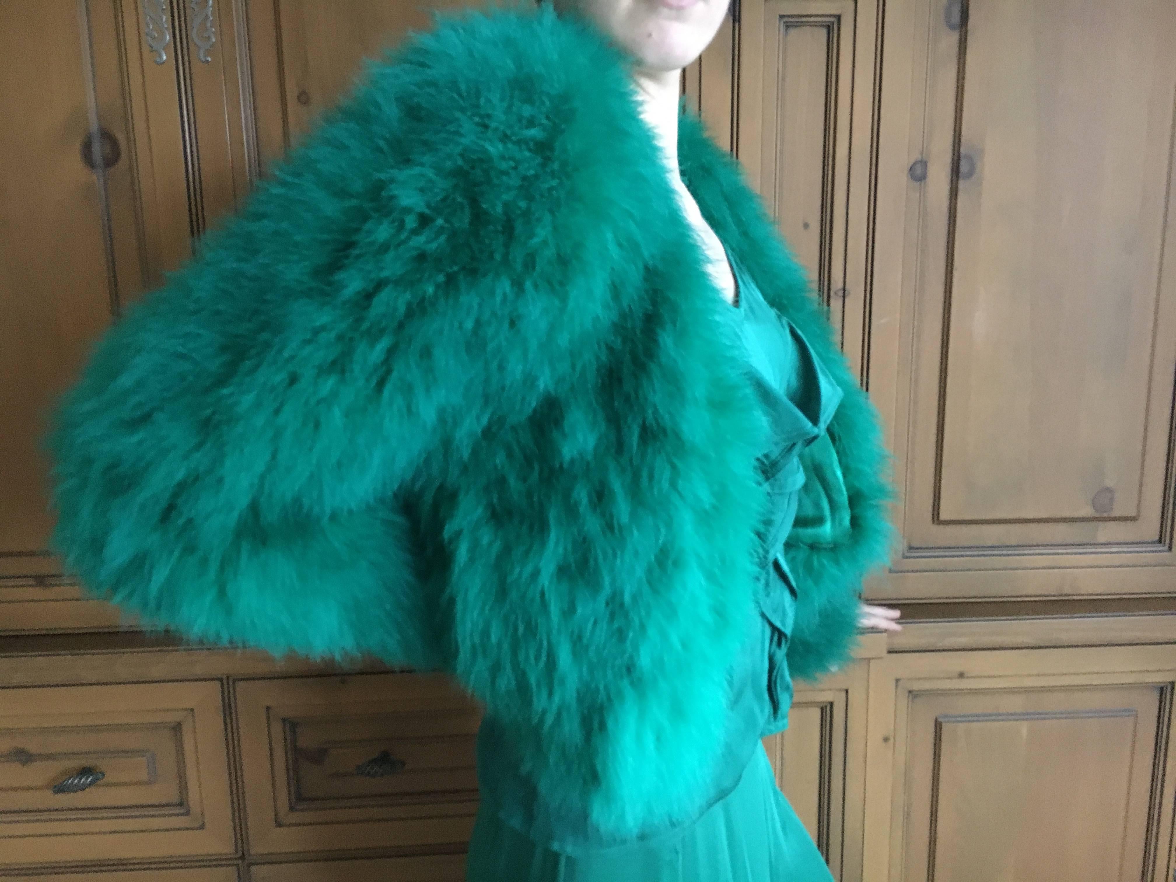  Saint Laurent by Hedi Slimane 2015 Green Turkey Feather Jacket For Sale 1