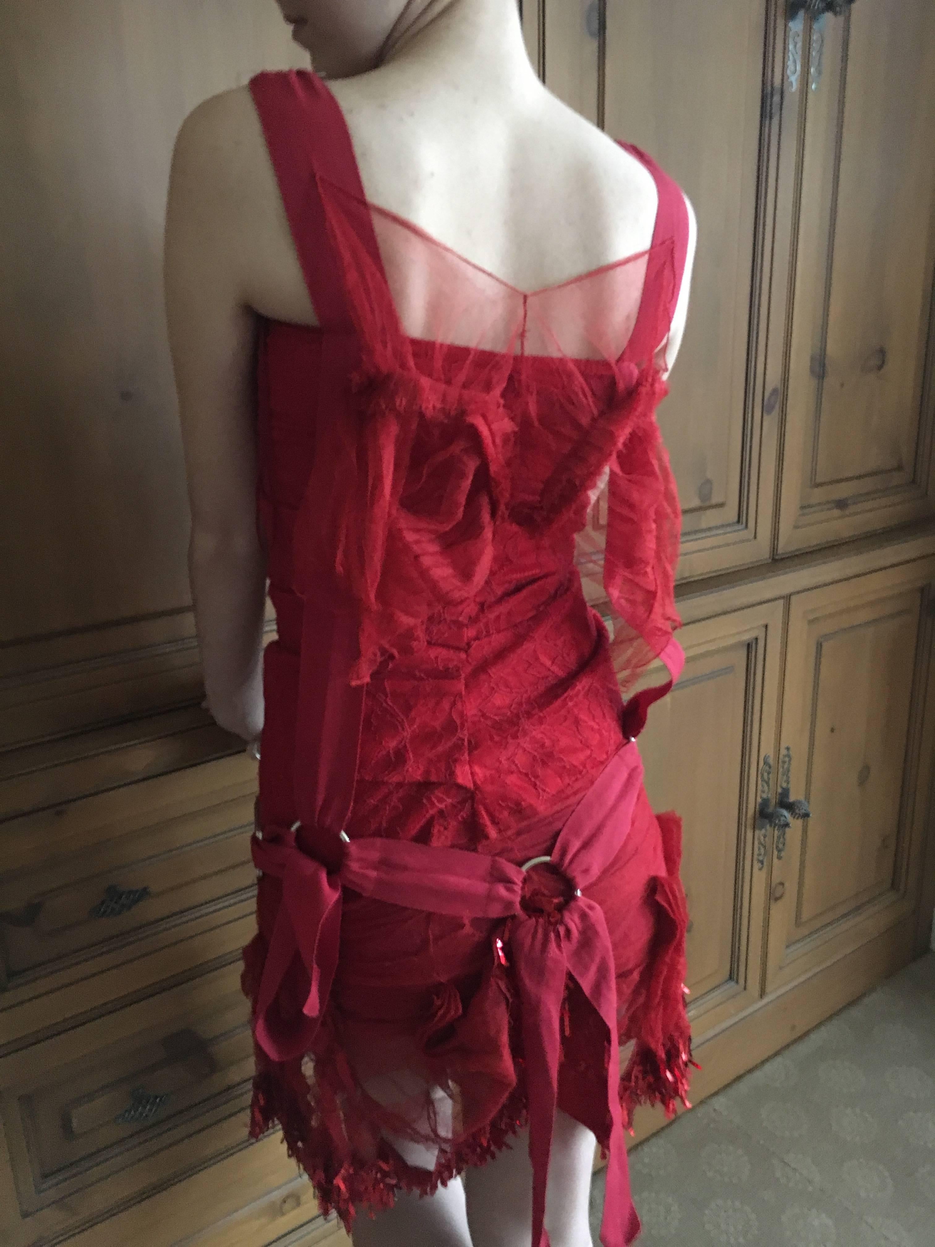 red bondage dress