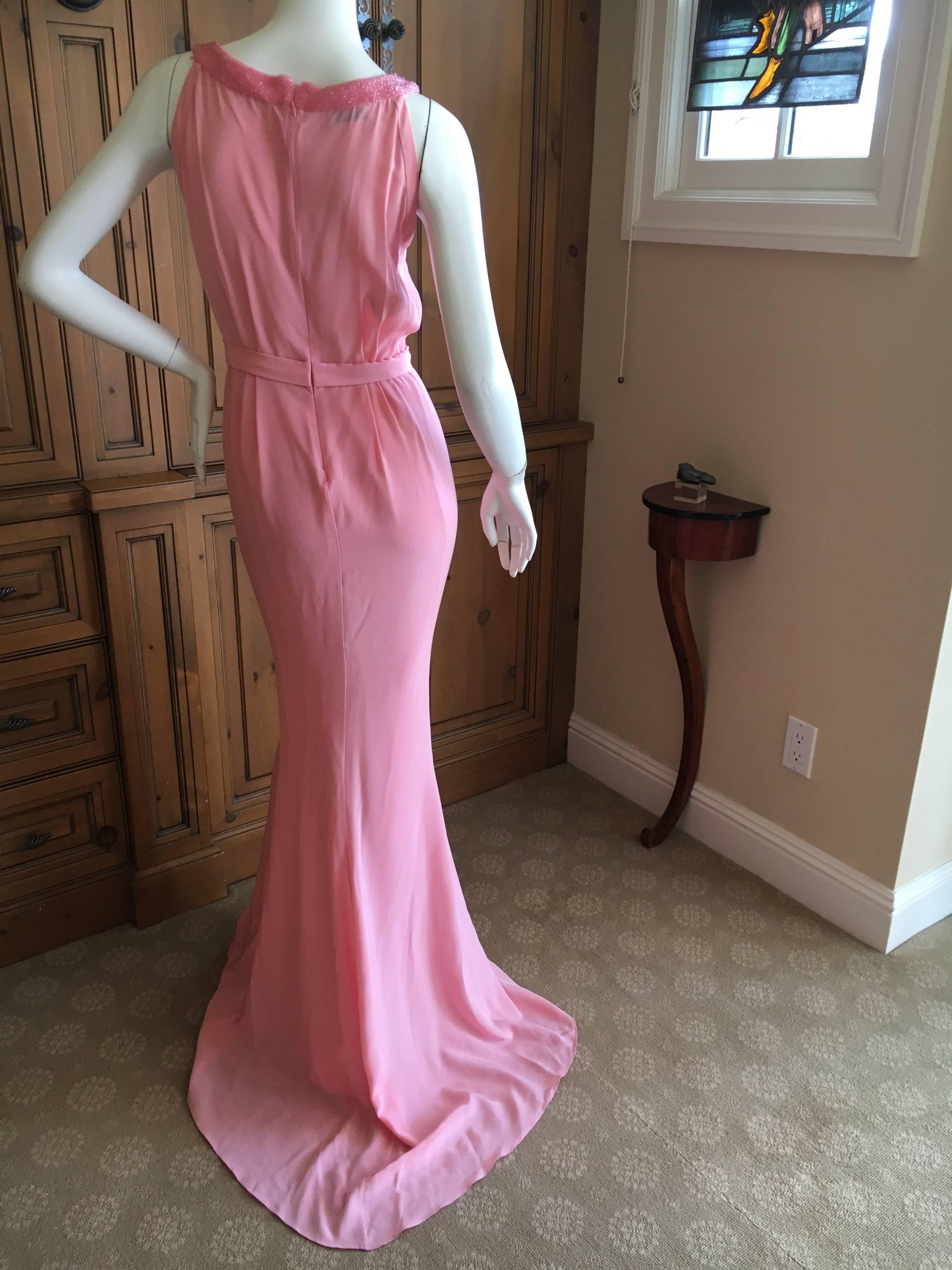 Women's Moschino Pink Beaded Evening Dress with Keyhole Accents For Sale