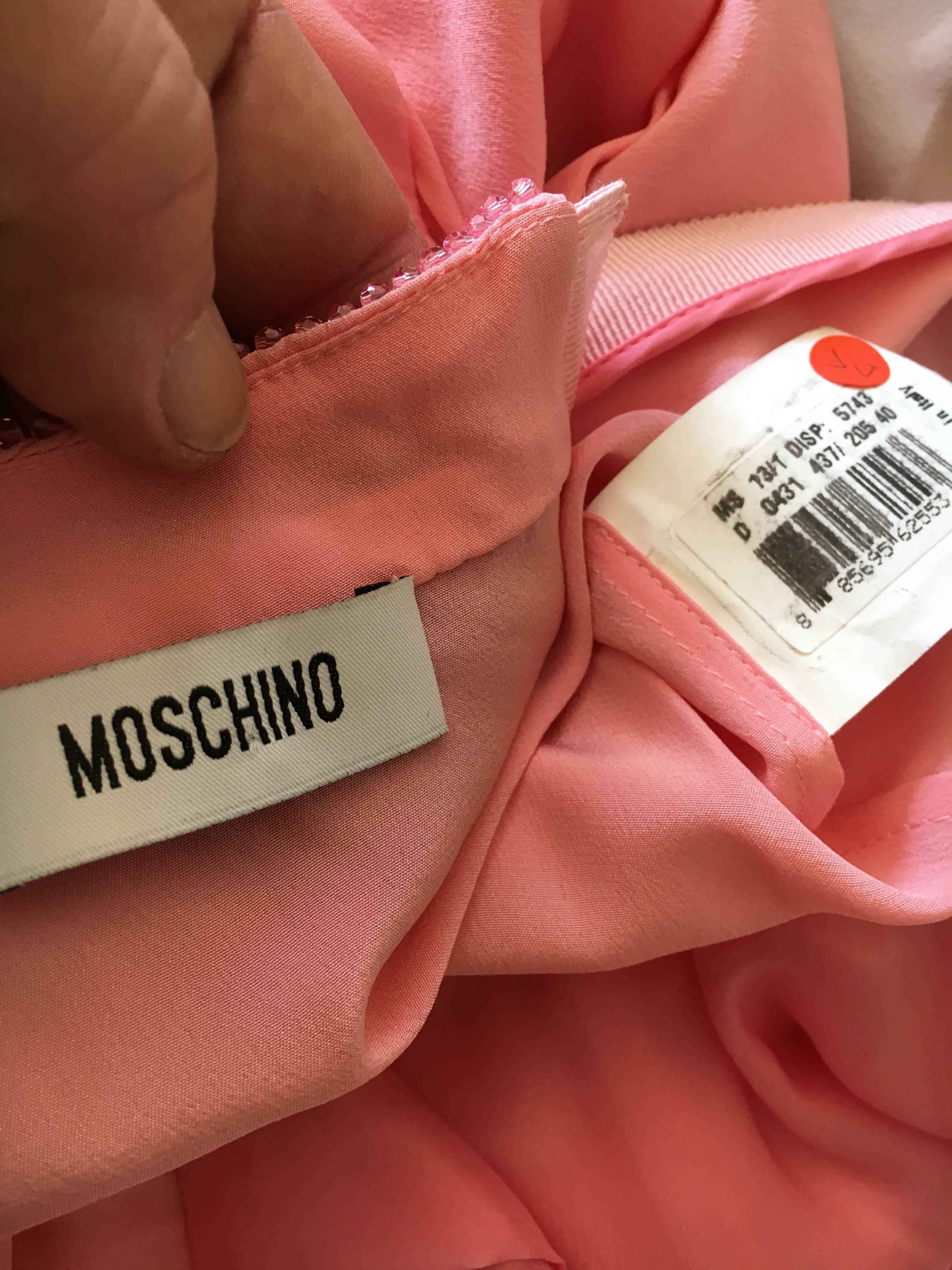 Moschino Pink Beaded Evening Dress with Keyhole Accents For Sale 4
