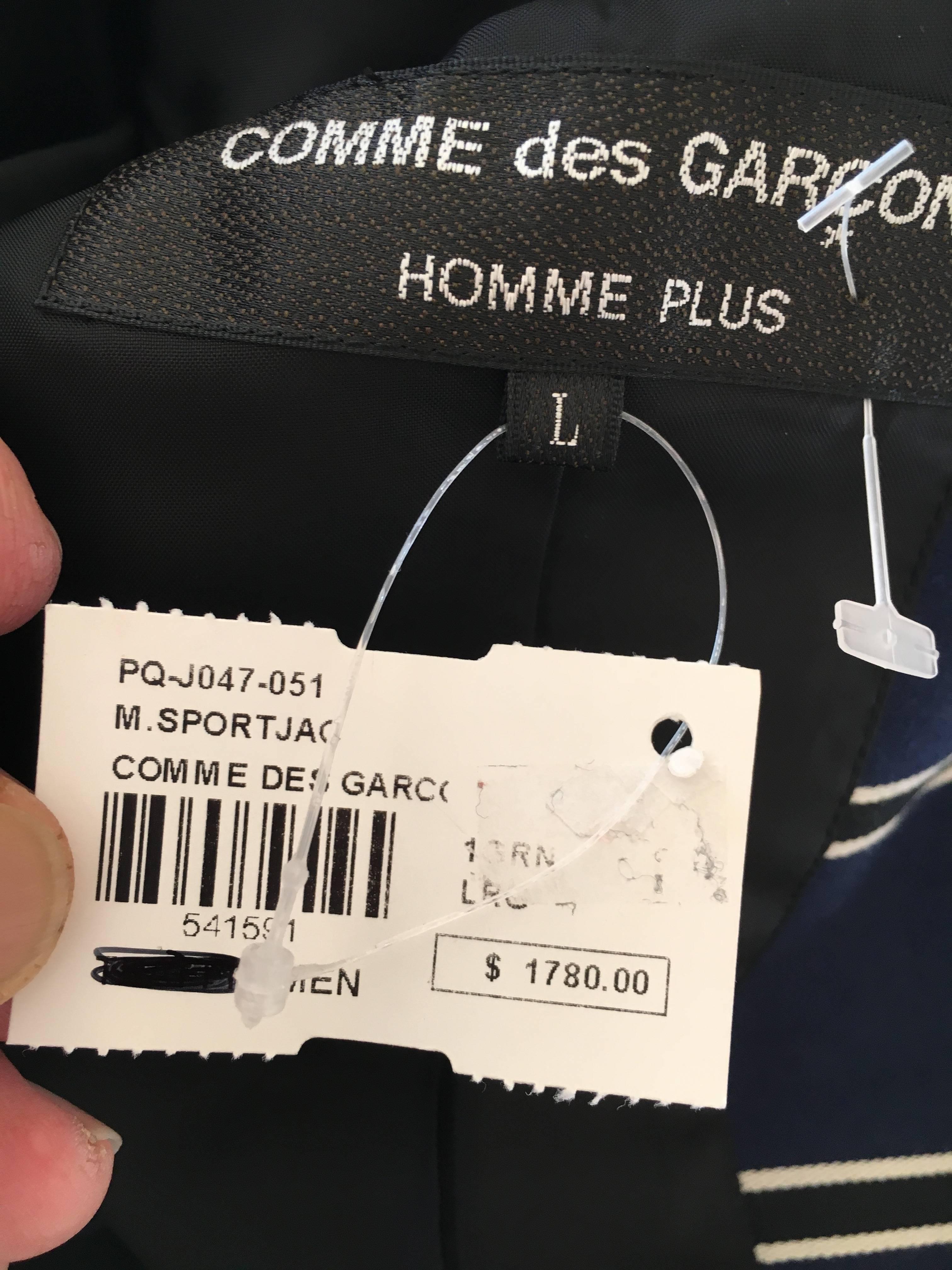Comme des Garcons Homme Plus Stripe Jacket with Tartan Trim NWT For Sale 4
