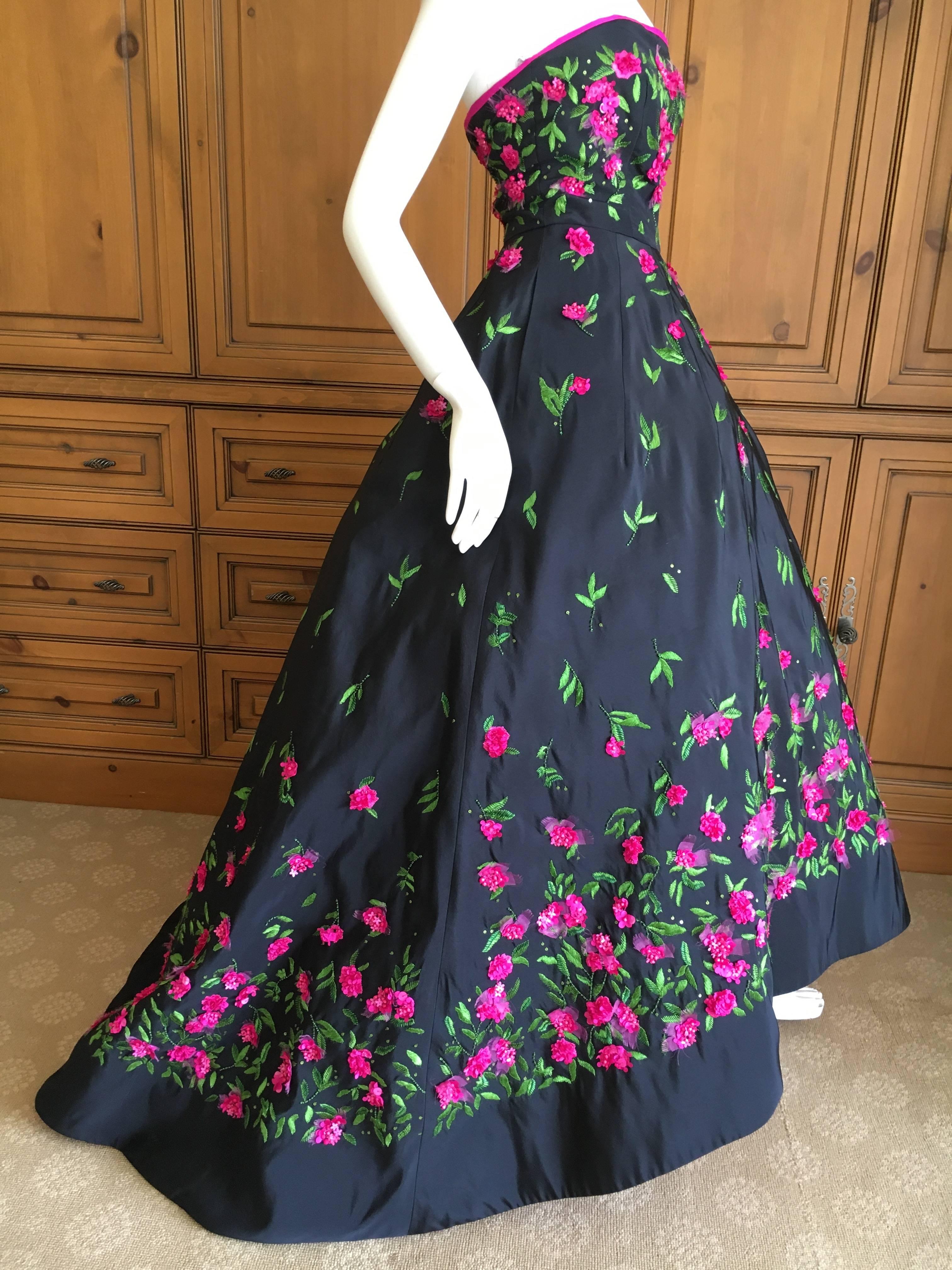oscar de la renta black floral dress