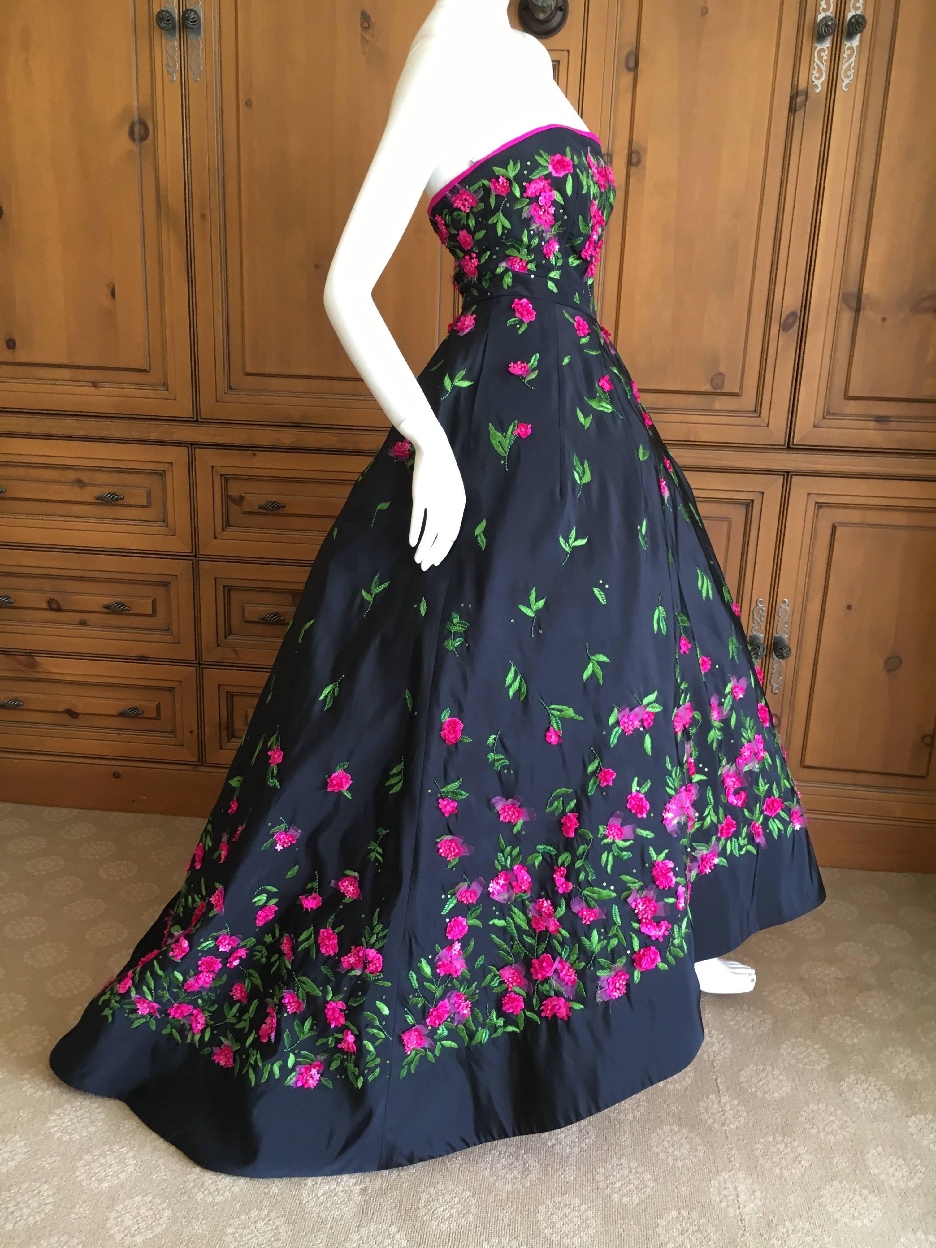 black floral evening gown
