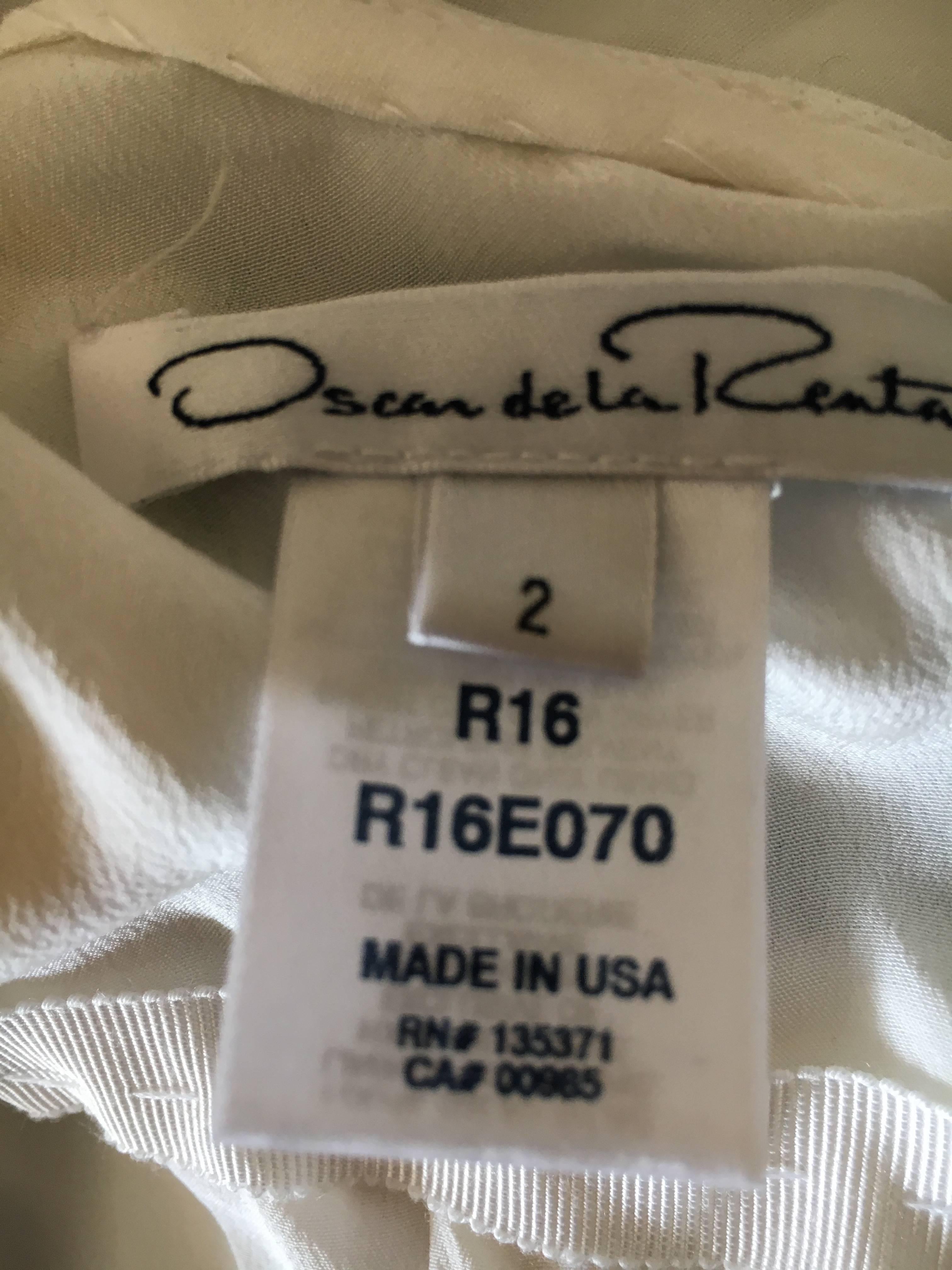 Oscar de la Renta Ivory Silk Halter Dress with Embellished Floral Details 2