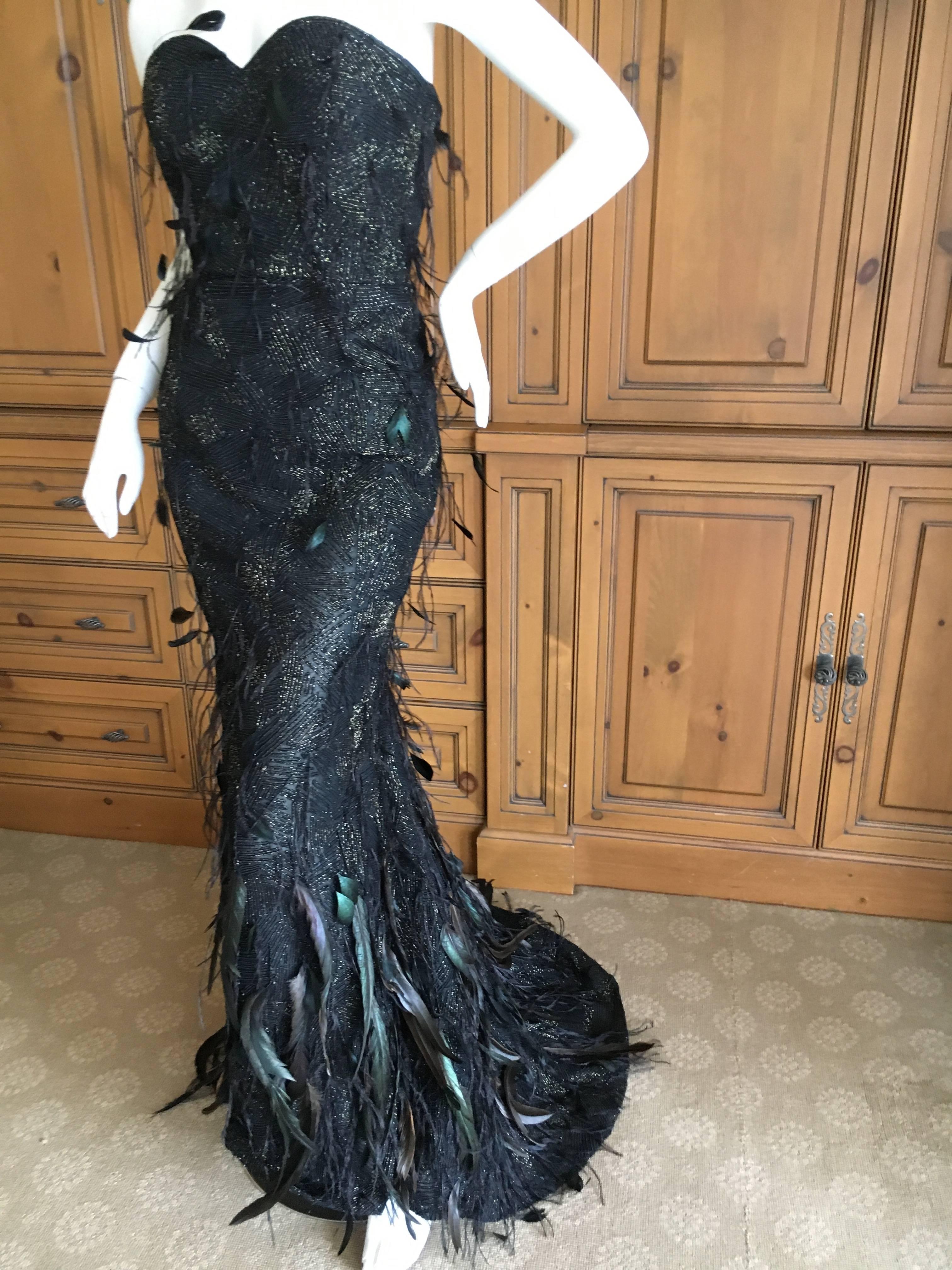 black and gold feather dress