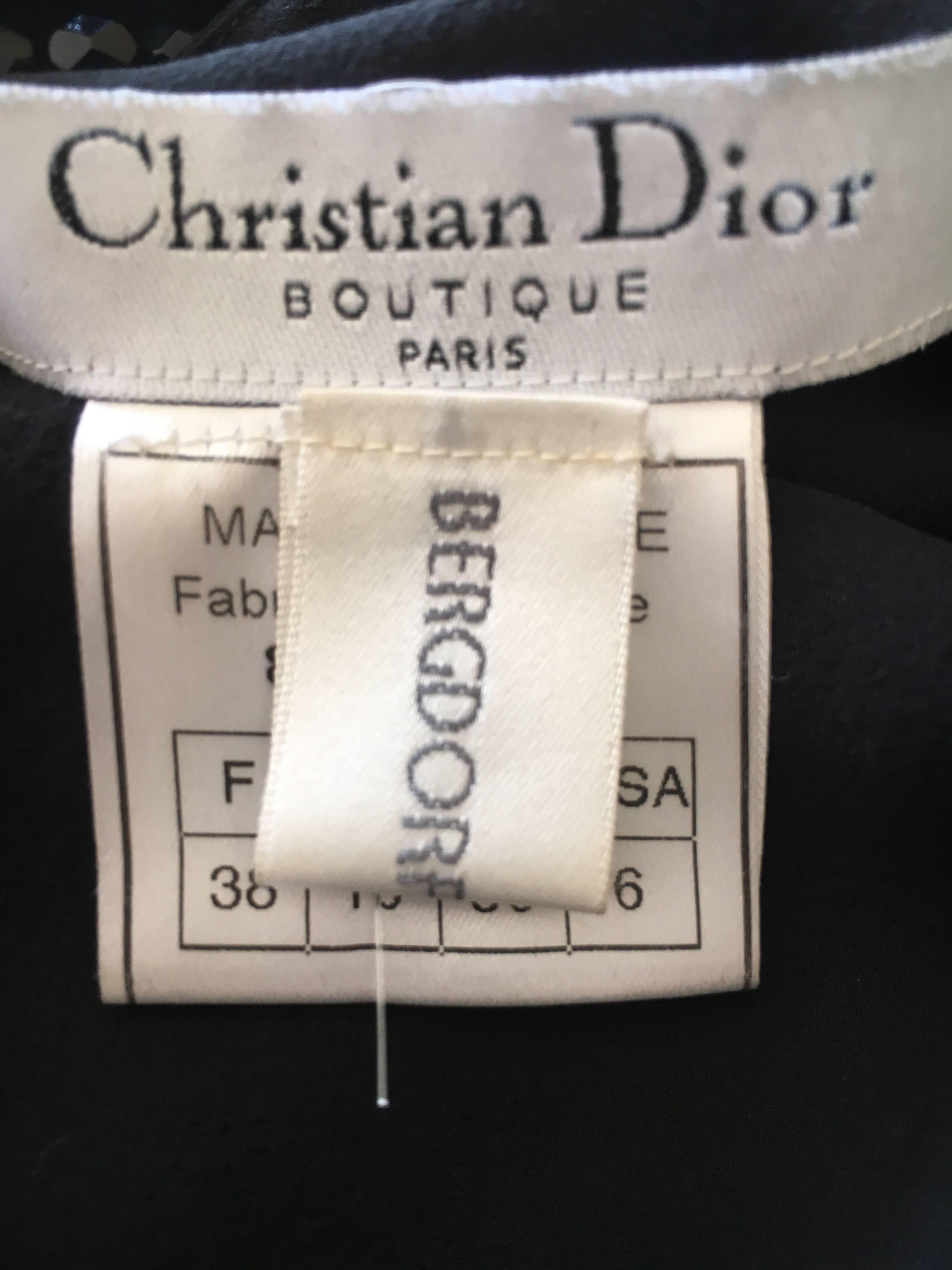 Dior Bergdorf Goodman 1990's Black Silk Dress with Jet Bead Bondage Neckline 4