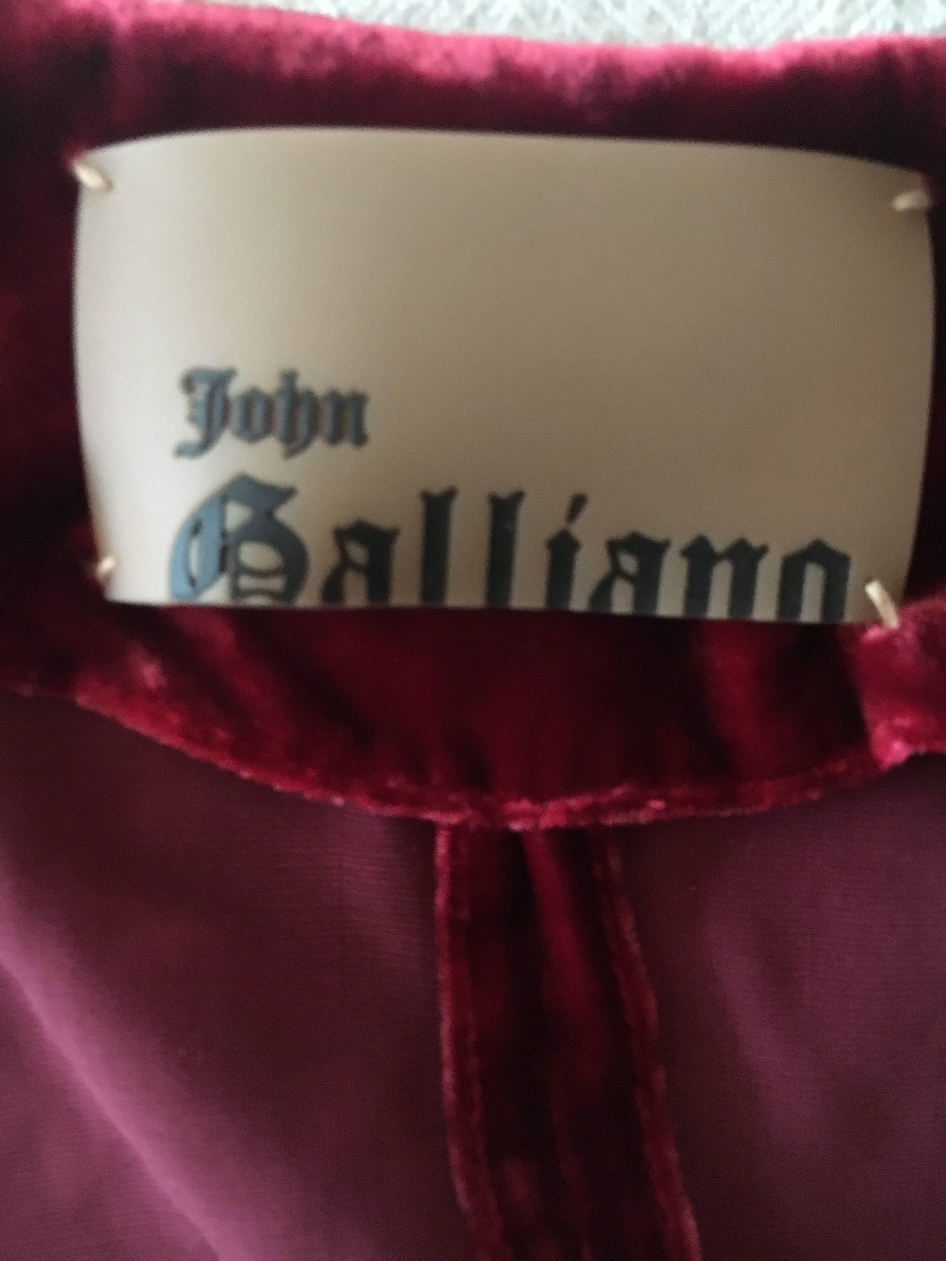 John Galliano Romantic Red Velvet Wrap Style Bishop Sleeve Blouse Size 46 For Sale 4