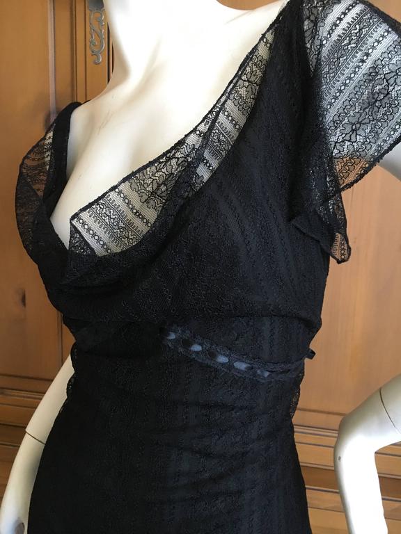 John Galliano Elegant Vintage Black Lace Evening Dress For Sale at 1stDibs