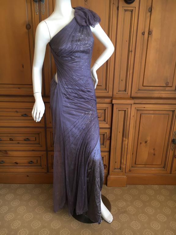Atelier Versace Purple One Shoulder Evening Dress with Crystal ...