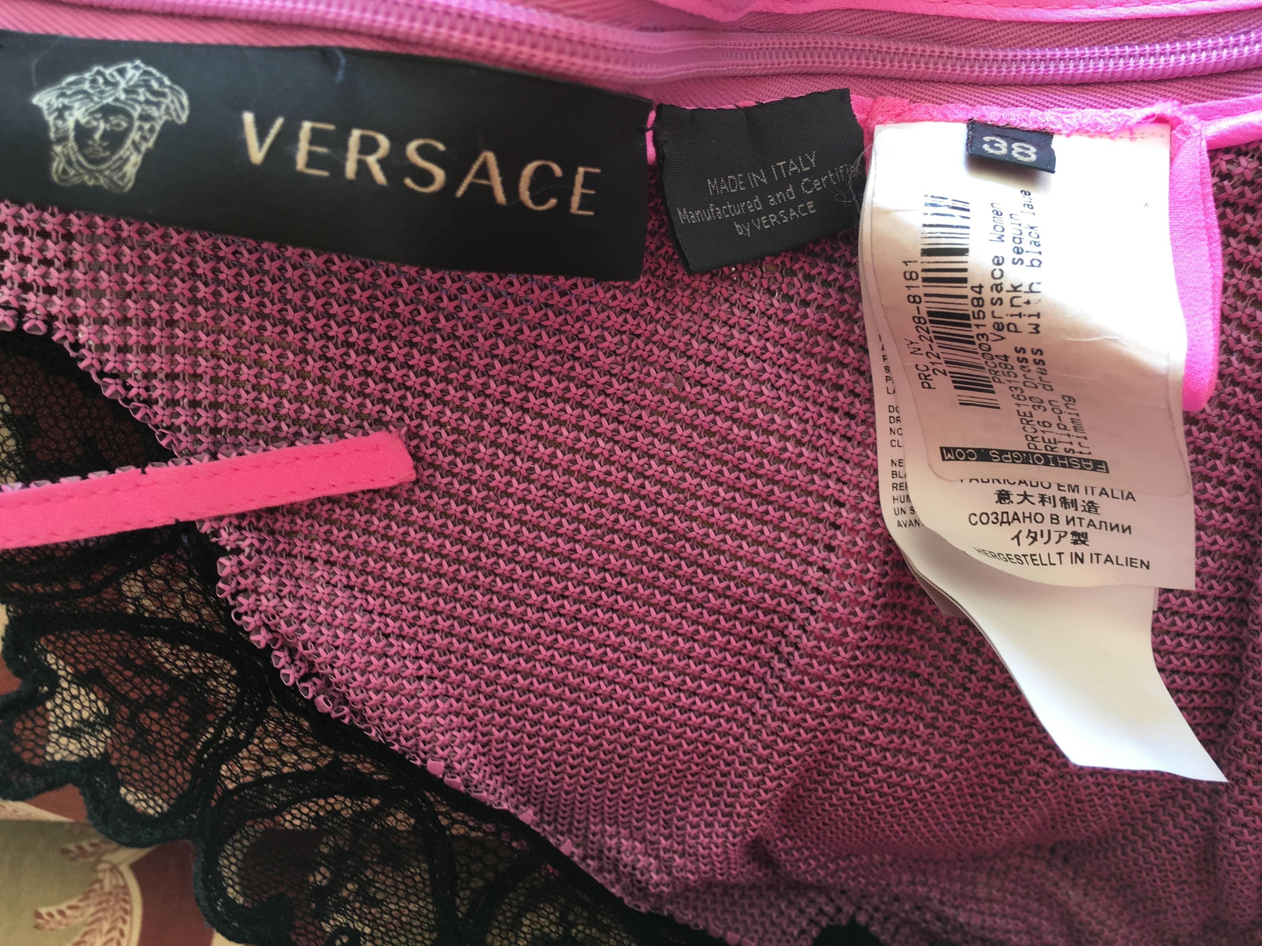 Versace Lace Trim Chain Mail Metal Mesh Mini Dress 1