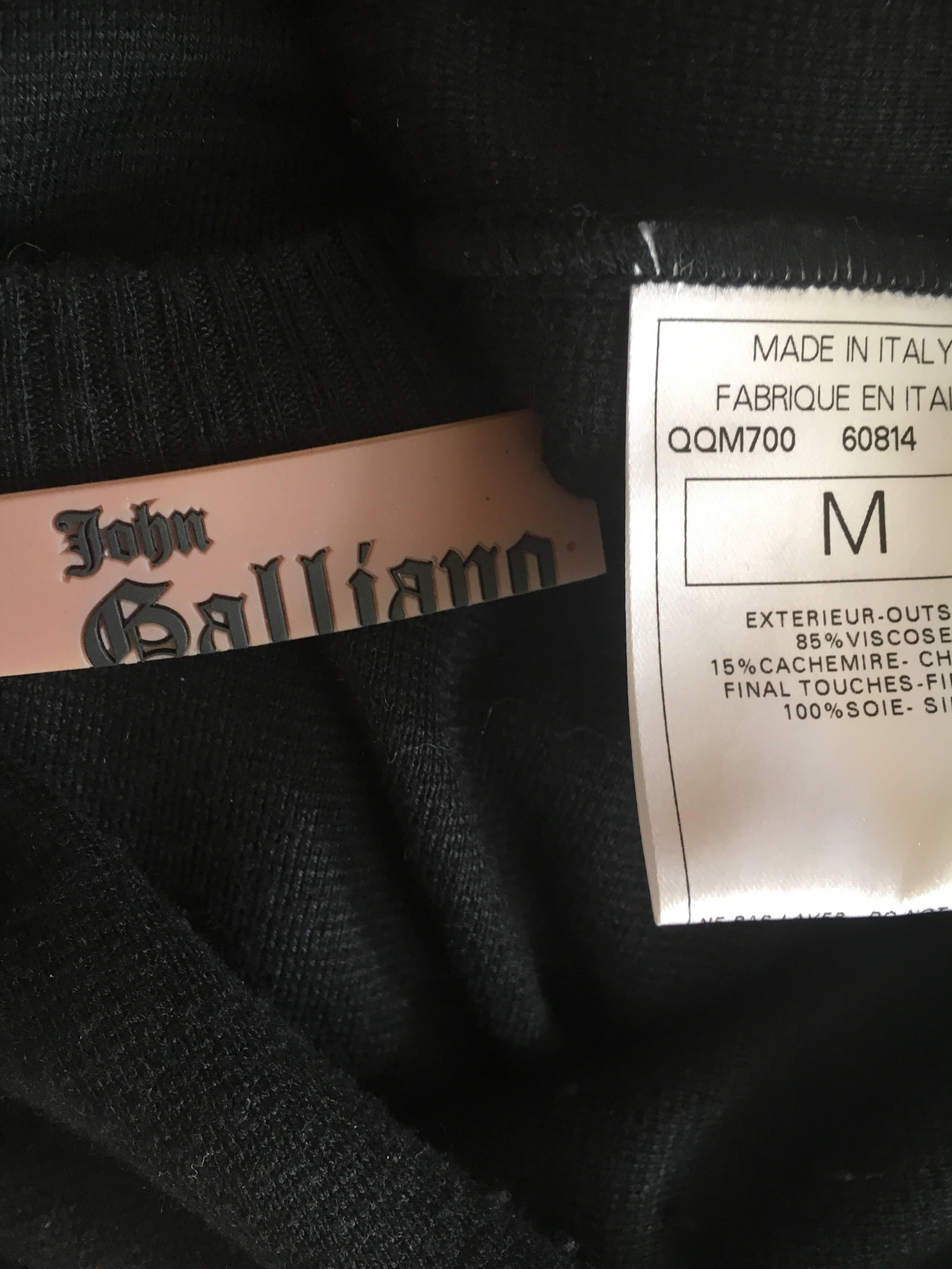 John Galliano Black Cashmere Blend Dress and Sweater with Crystal Accents For Sale 5