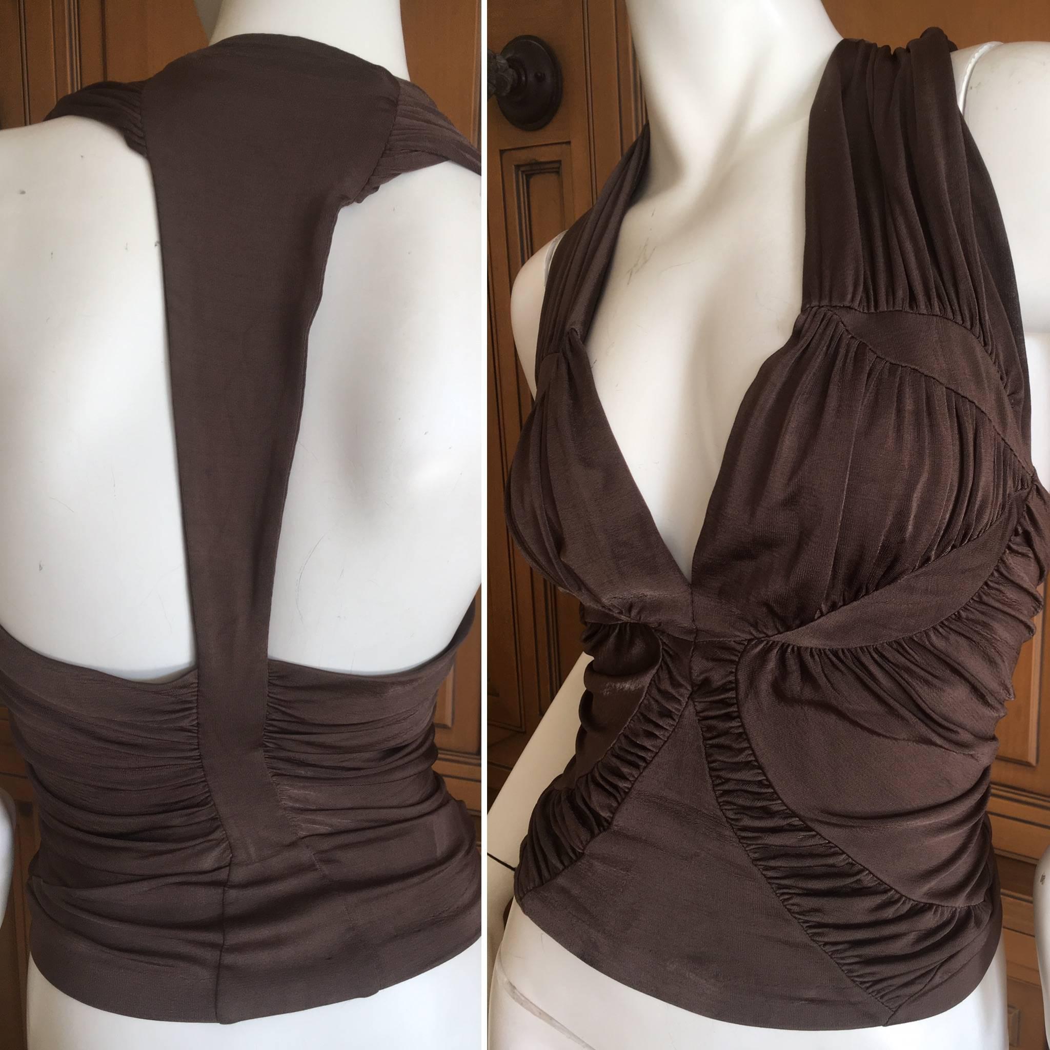 Yves Saint Laurent by Tom Ford Brown Low Cut Top For Sale 3