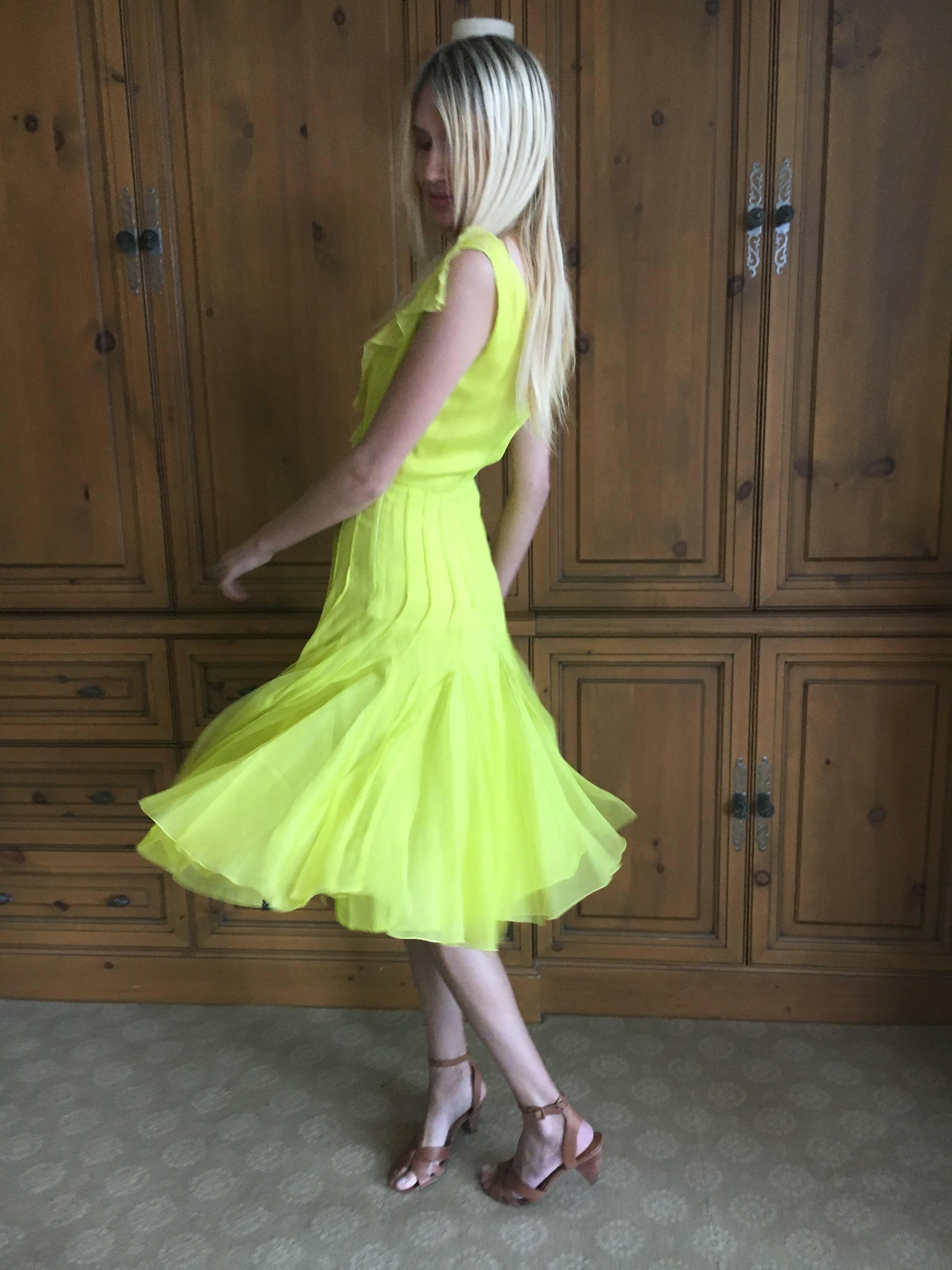 oscar de la renta neon yellow dress