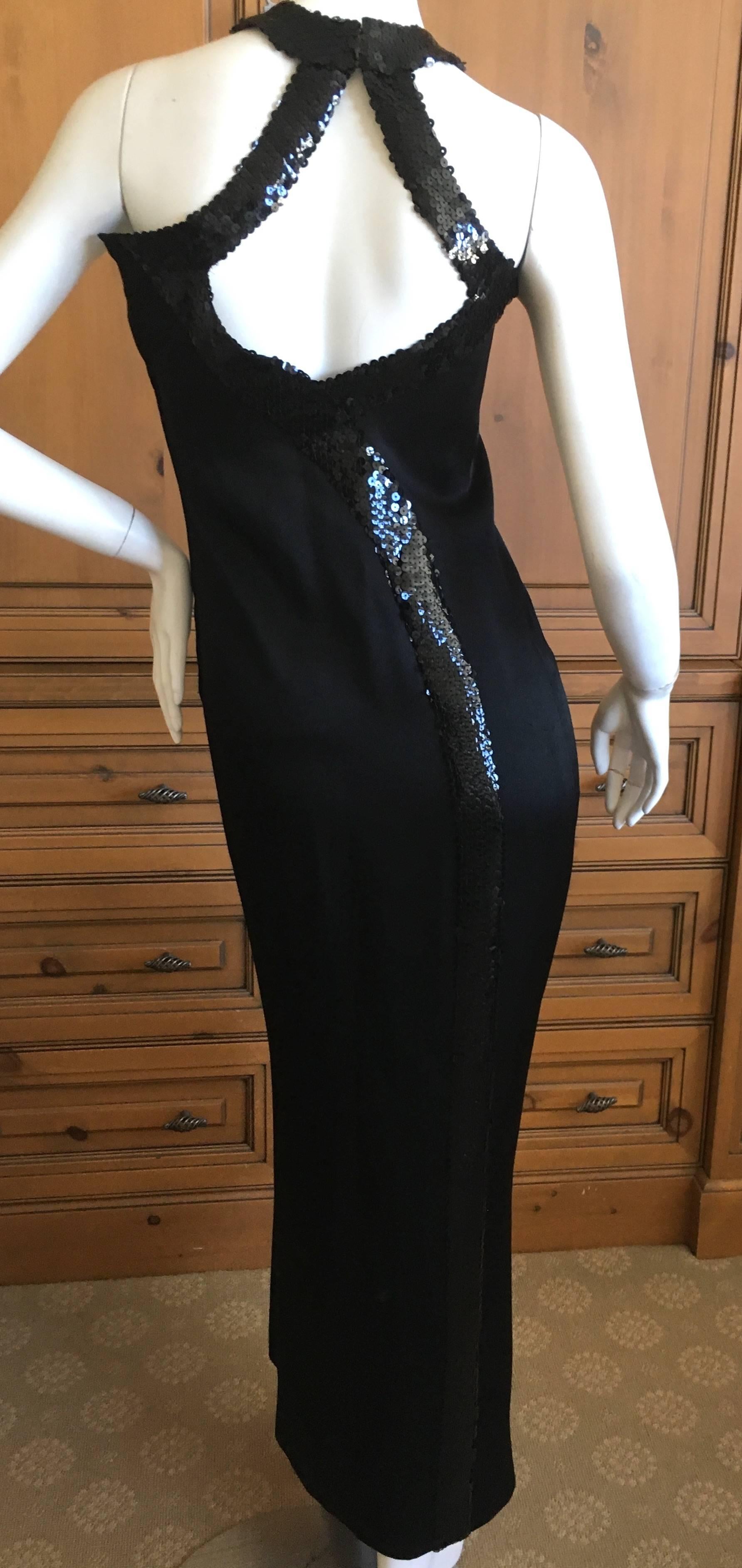 1970s Loris Azzaro Couture Sequin Accented Black Evening Bondage Dress For Sale 3