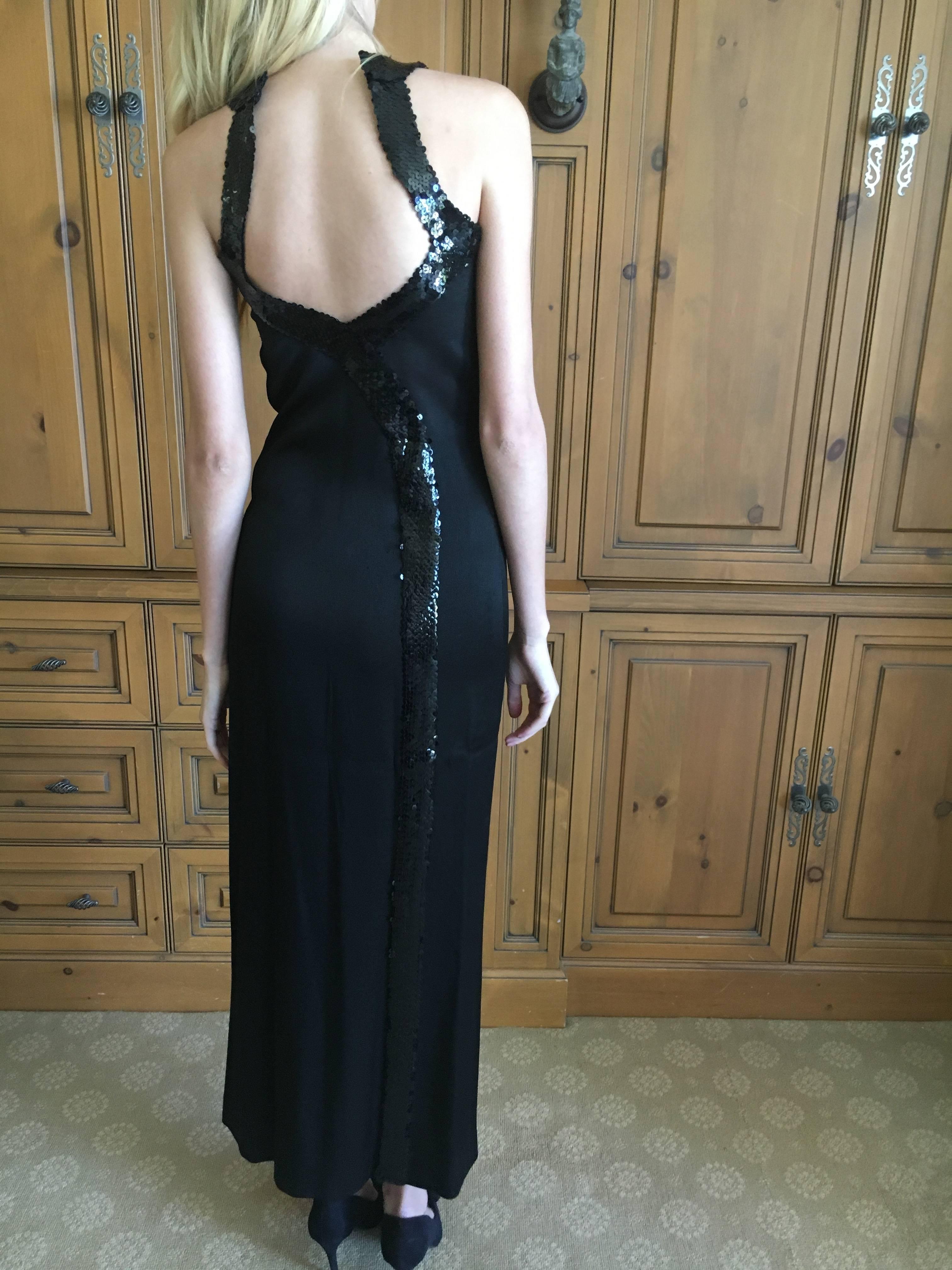 1970s Loris Azzaro Couture Sequin Accented Black Evening Bondage Dress For Sale 6