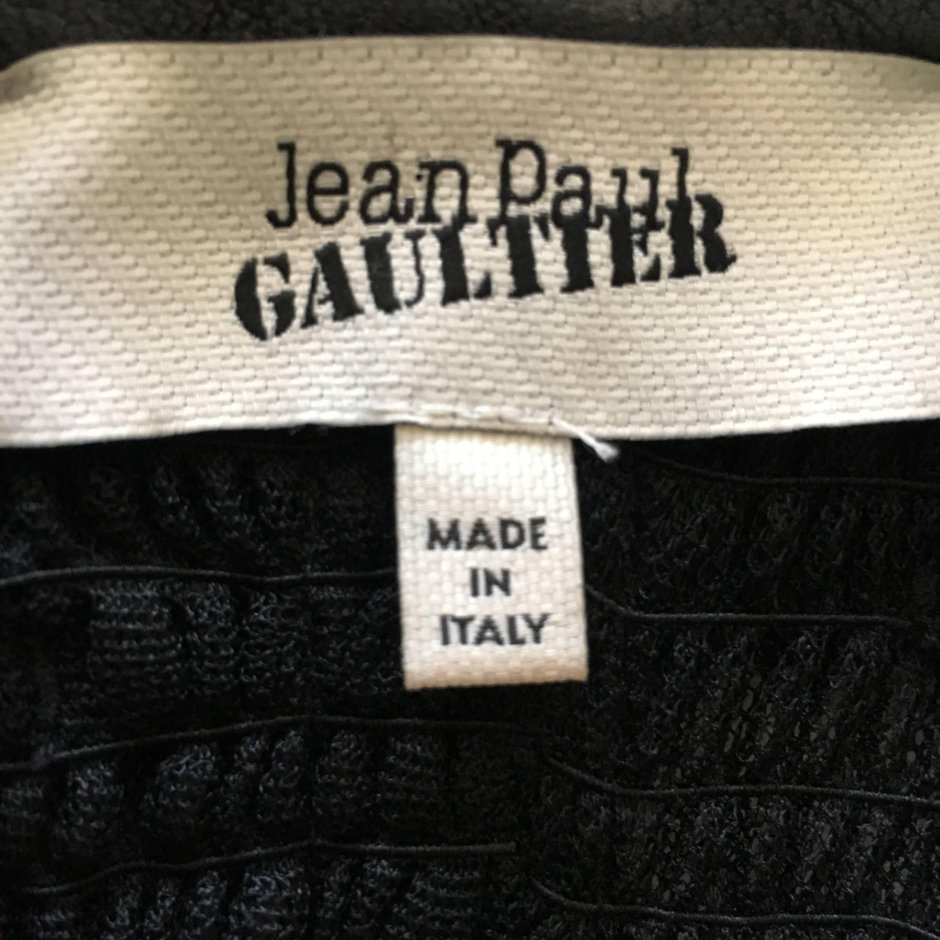 Jean Paul Gaultier Sheer Black Leather Trimmed Moto Style Dress 4