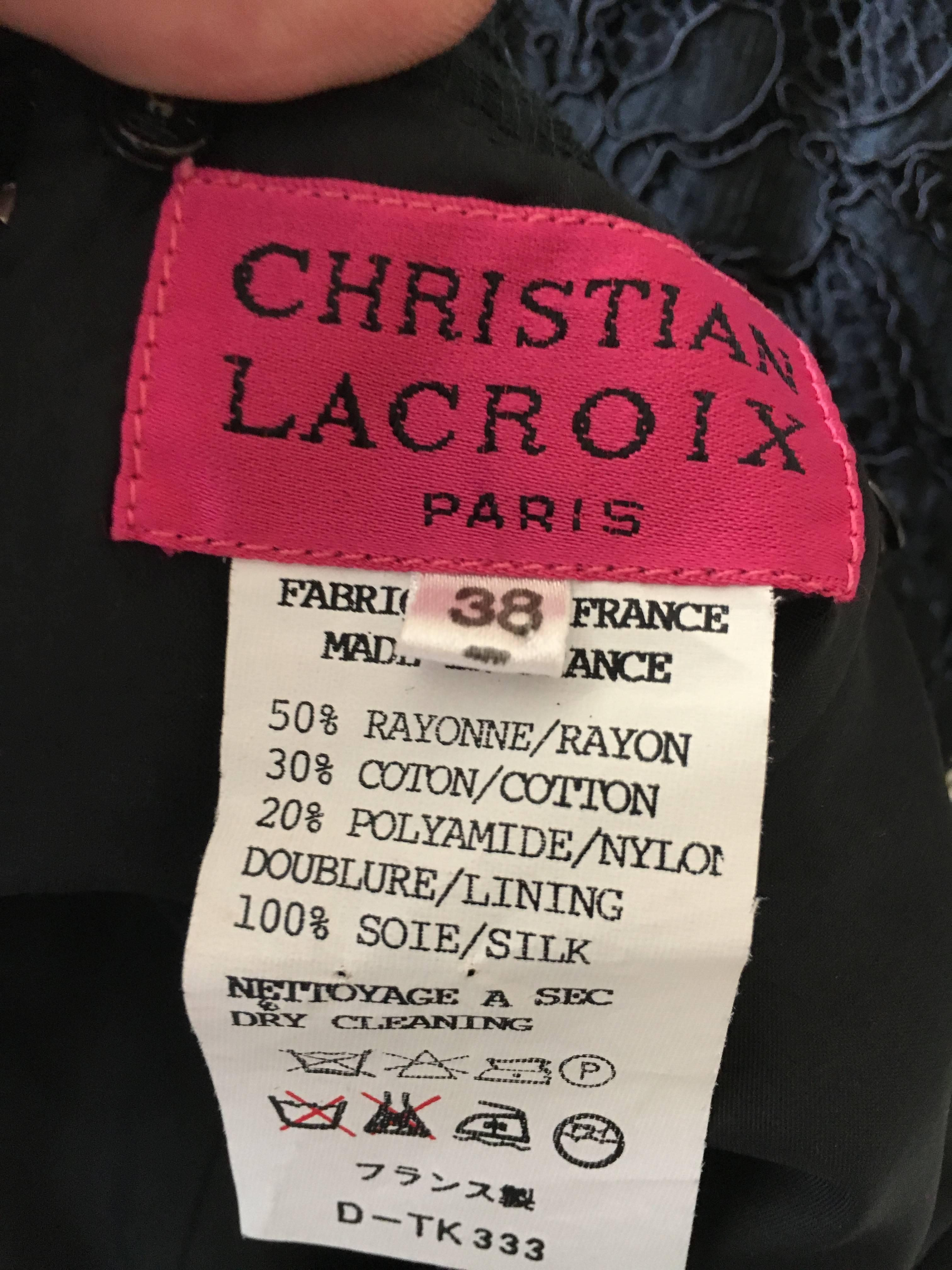Women's Christian Lacroix Black Lace Strapless Mini Dress XS