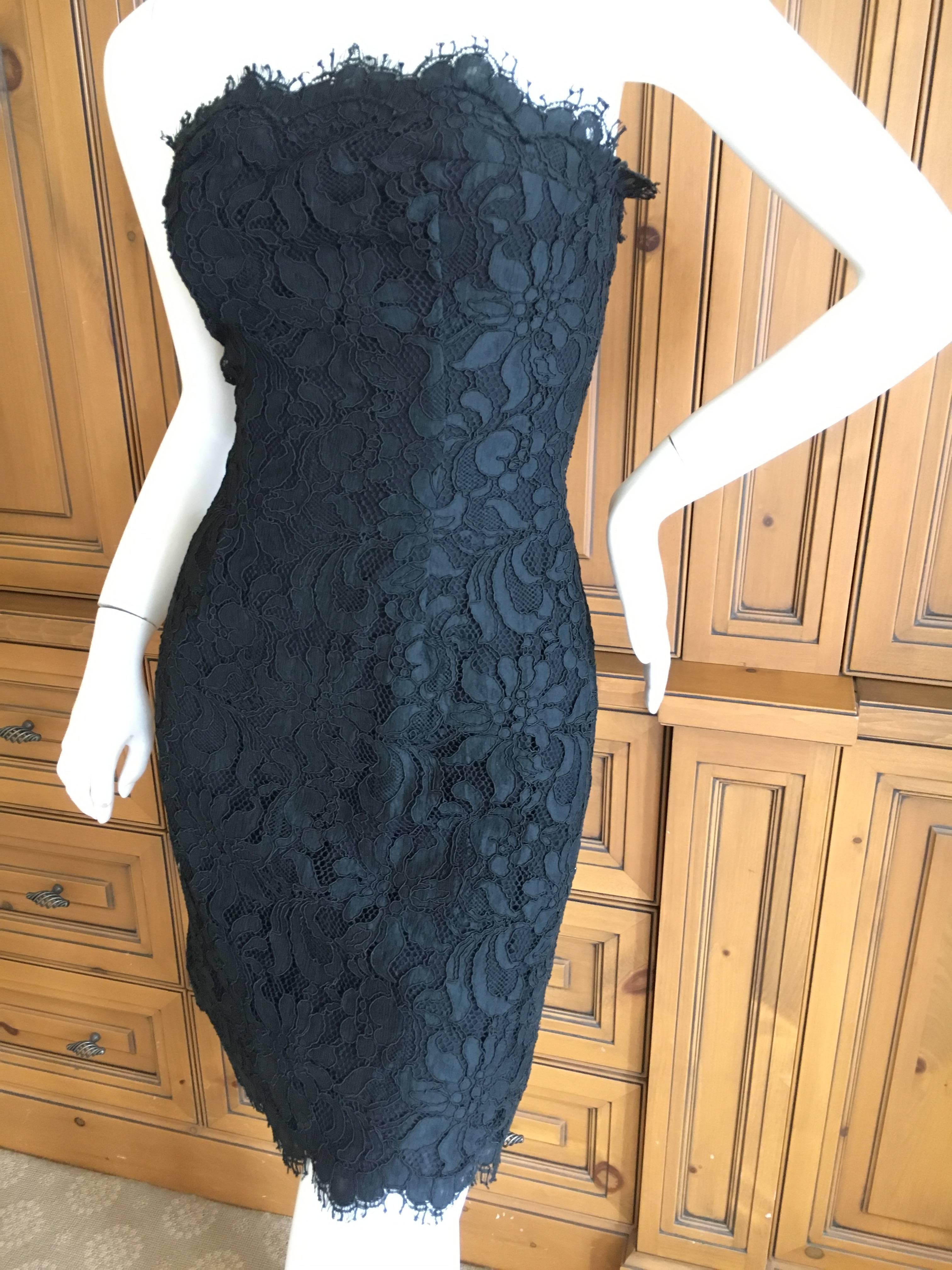 Christian Lacroix Black Lace Strapless Mini Dress XS In Excellent Condition In Cloverdale, CA