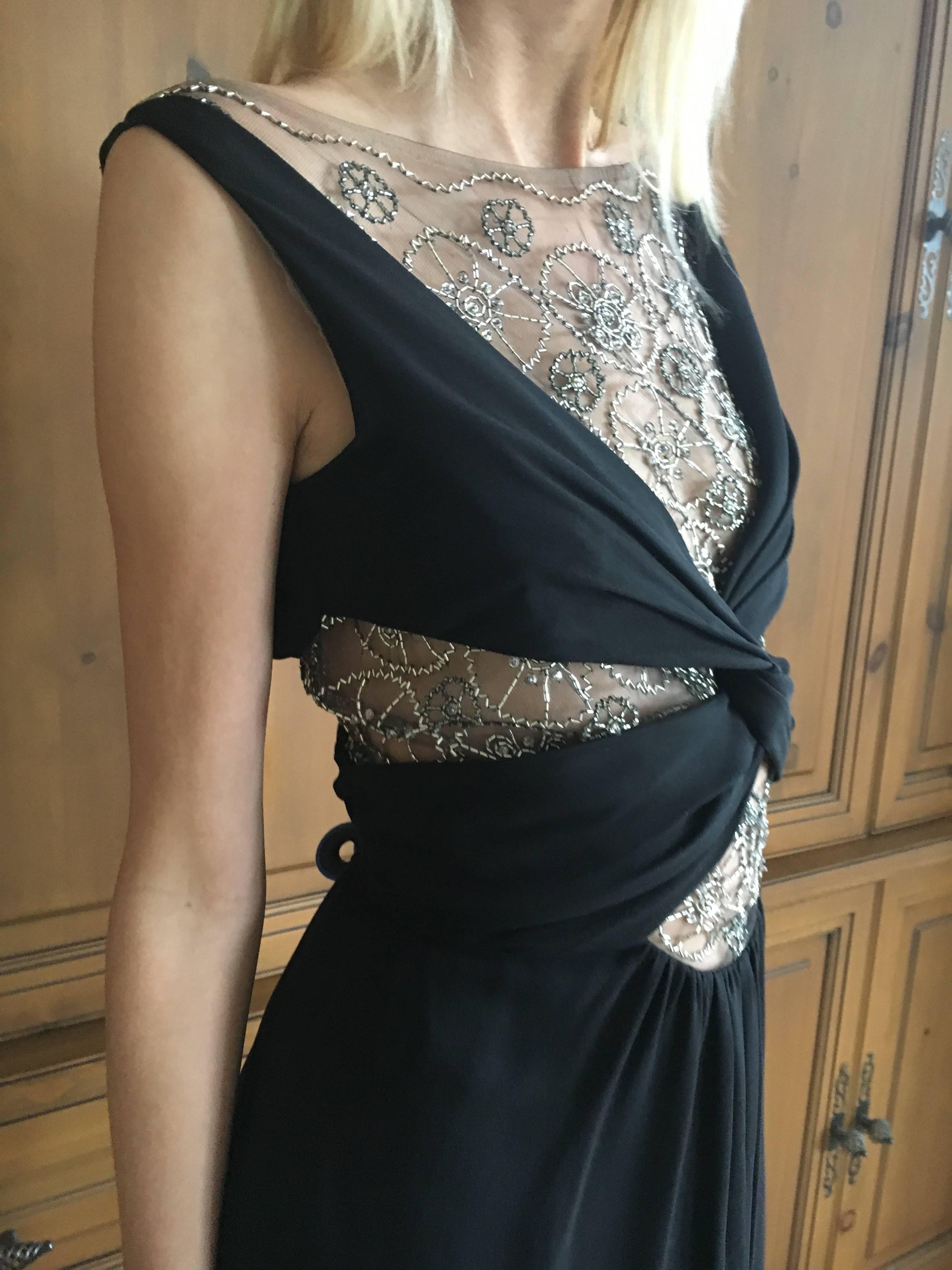 Valentino Vintage Sexy Sheer Bead Embellished Evening Dress 1994 For Sale 1
