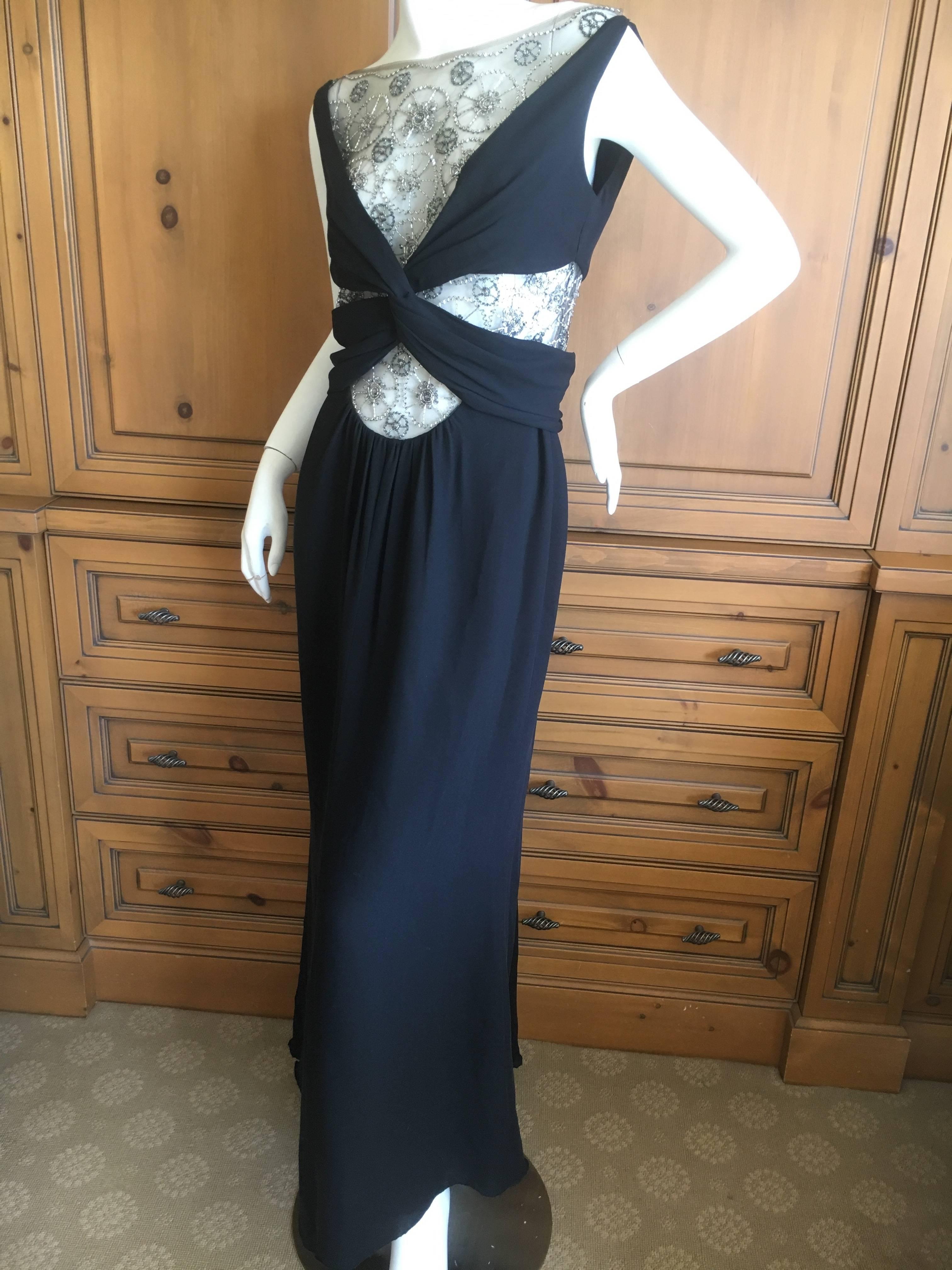 Valentino Vintage Sexy Sheer Bead Embellished Evening Dress 1994 For Sale 3