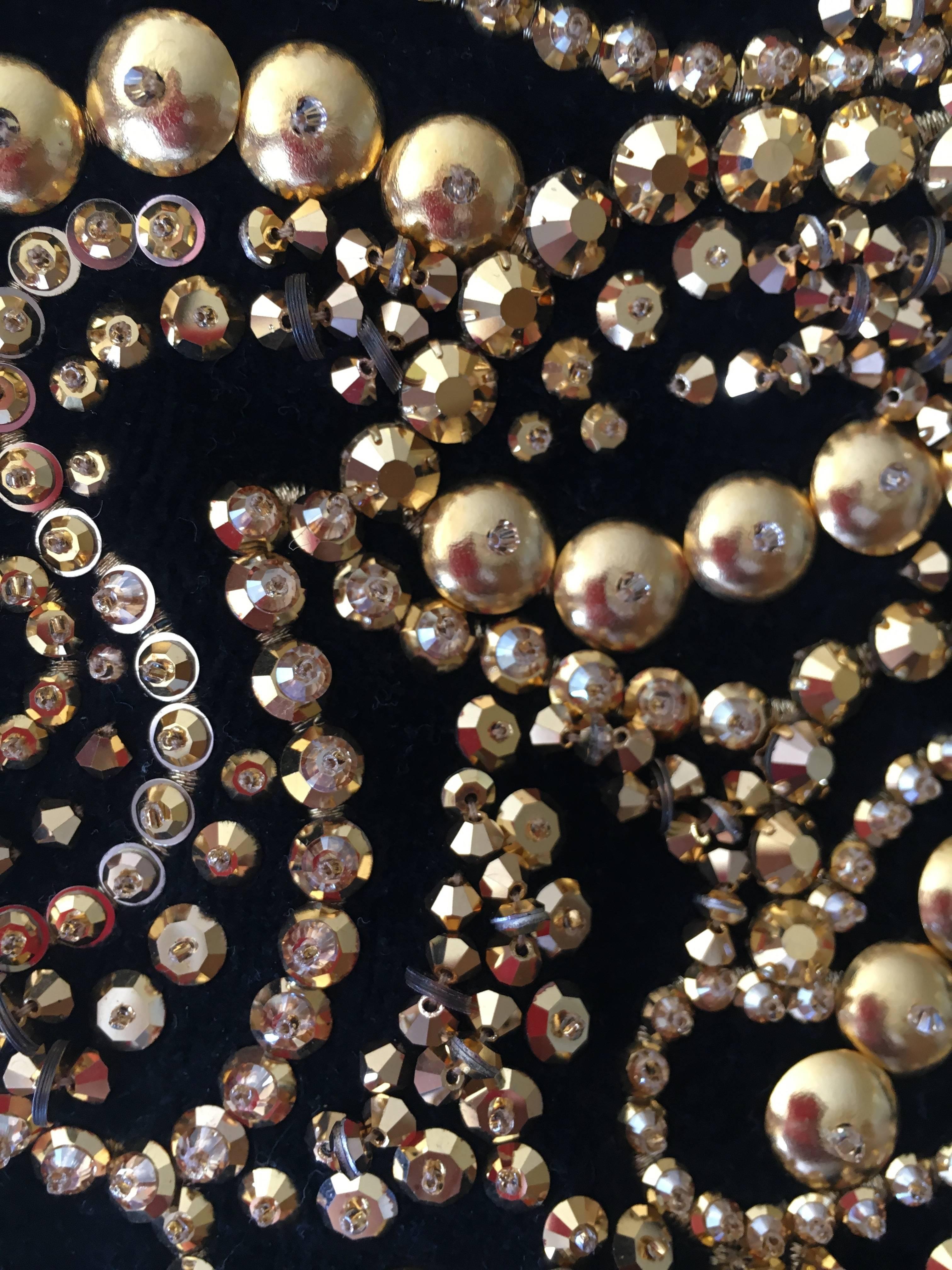 Versace Black Terrycloth Robe with Gold Bead Embellished Medusa Back For Sale at 1stDibs