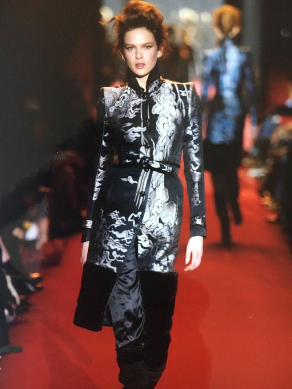 Yves Saint Laurent Fall 04 by Tom Ford Fur Trim Belted Orientalism ...