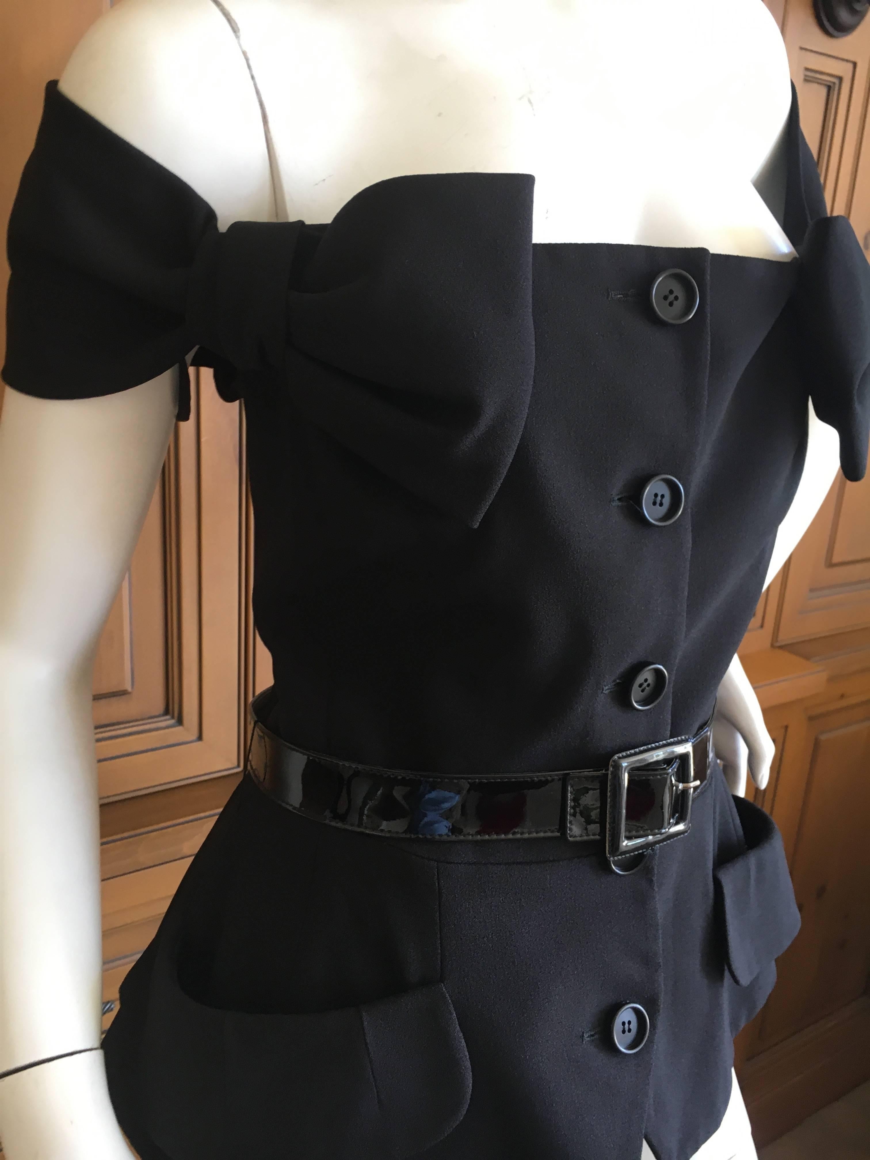 Christian Dior by John Galliano 2011 Black Off the Shoulder Jacket with Bows In Excellent Condition In Cloverdale, CA