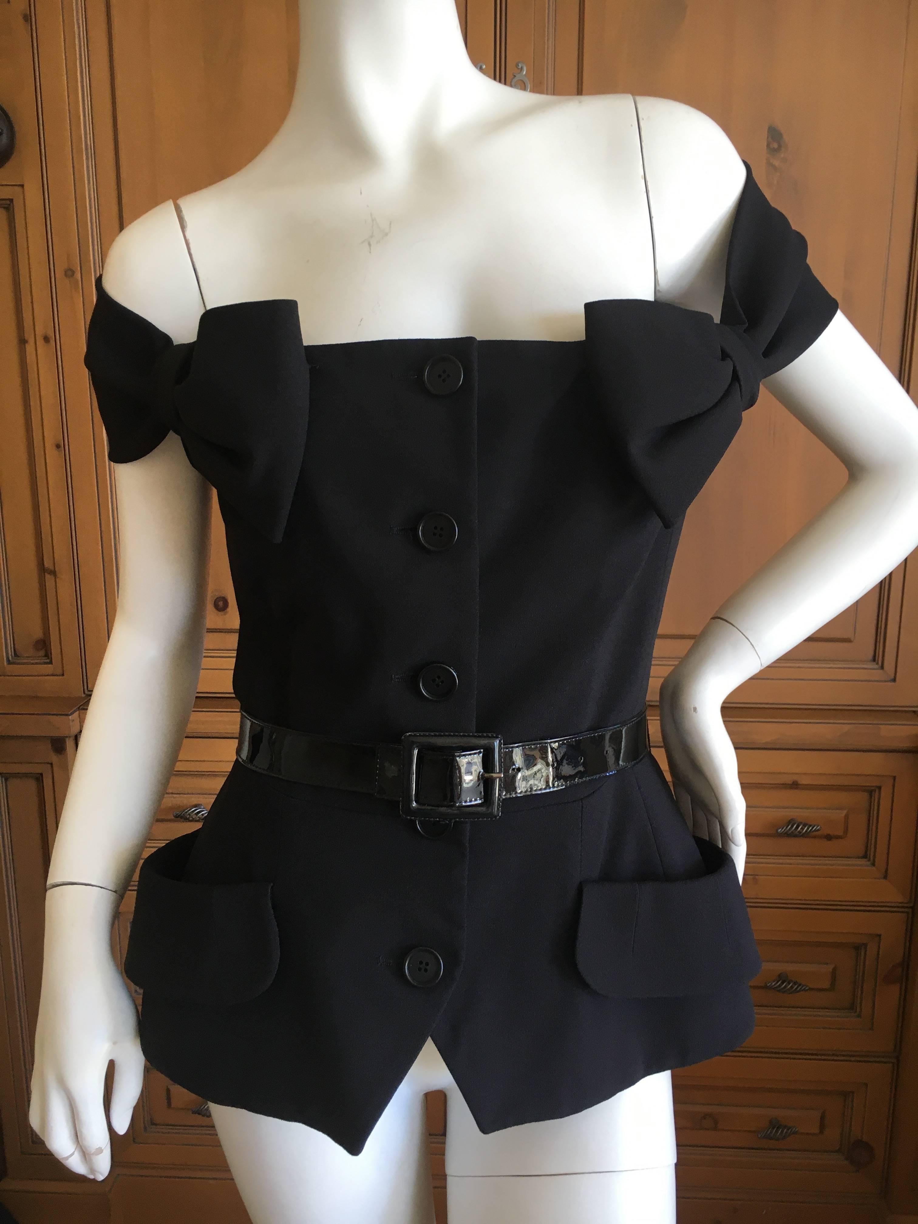 Women's Christian Dior by John Galliano 2011 Black Off the Shoulder Jacket with Bows