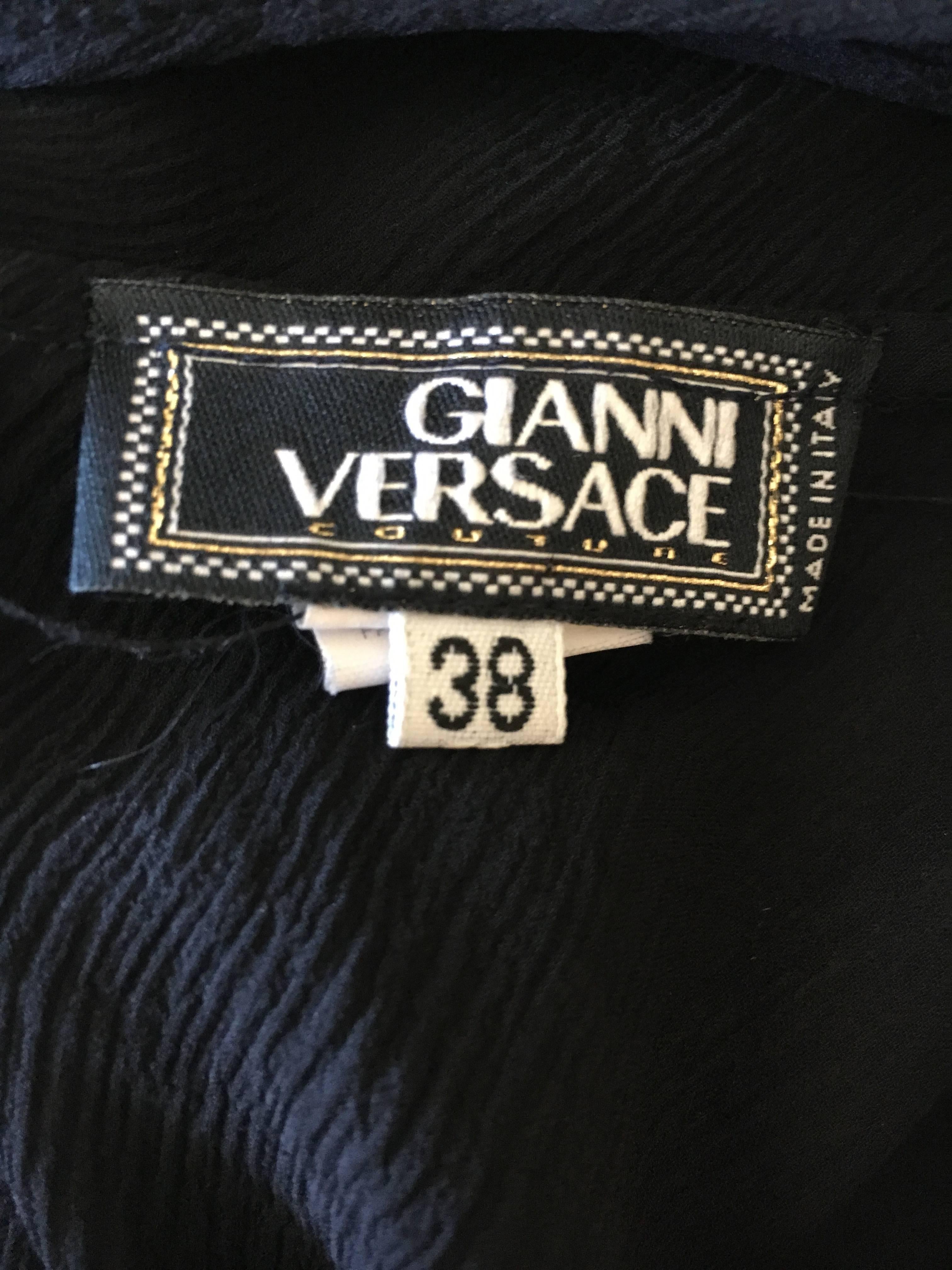 Women's Gianni Versace Couture 1980's Backless Leather Trim Mermaid Gown with Wide Belt For Sale