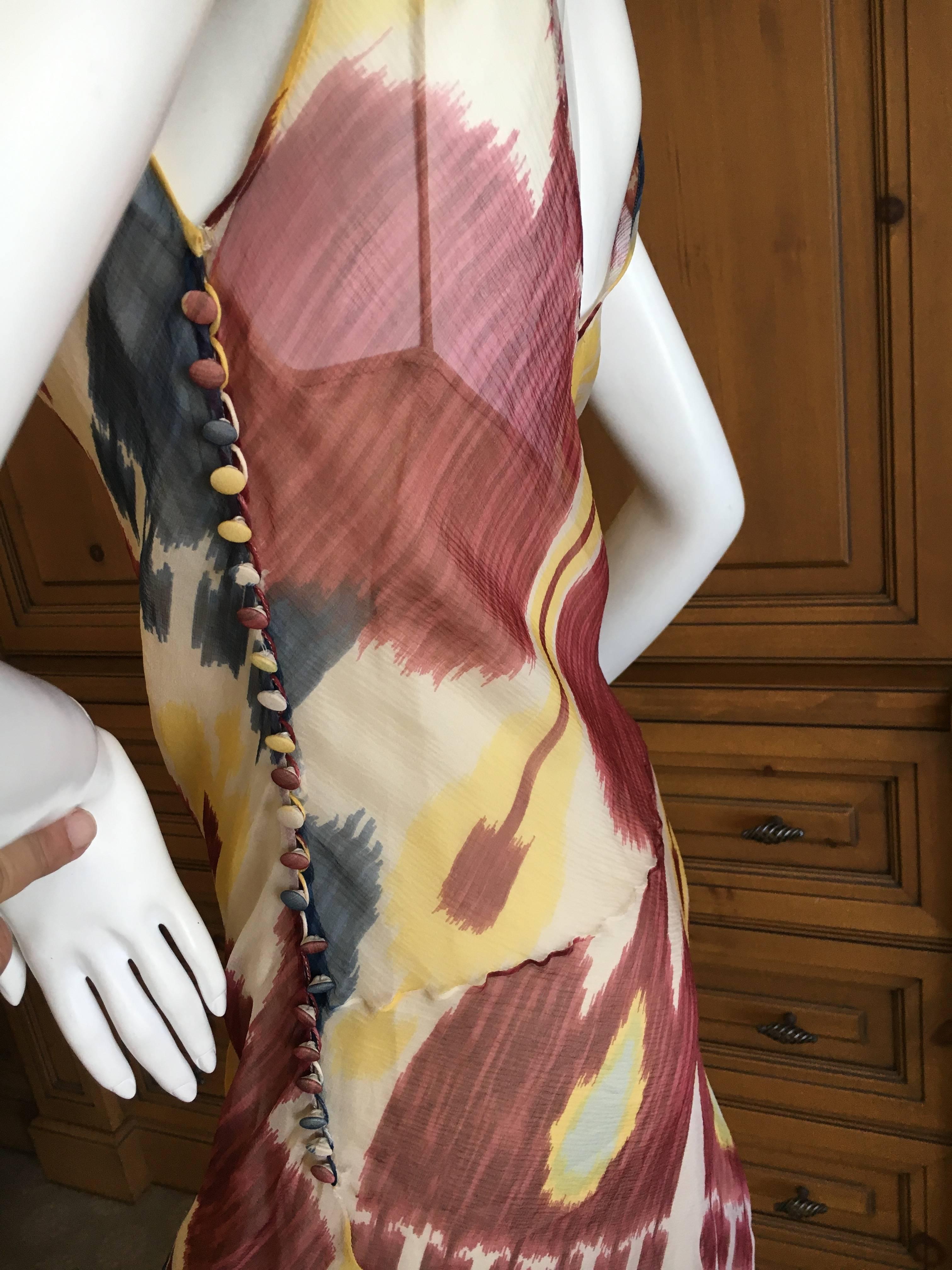 Christian Dior Sheer Silk Chiffon Ikat Print Dress by John Galliano In Excellent Condition For Sale In Cloverdale, CA