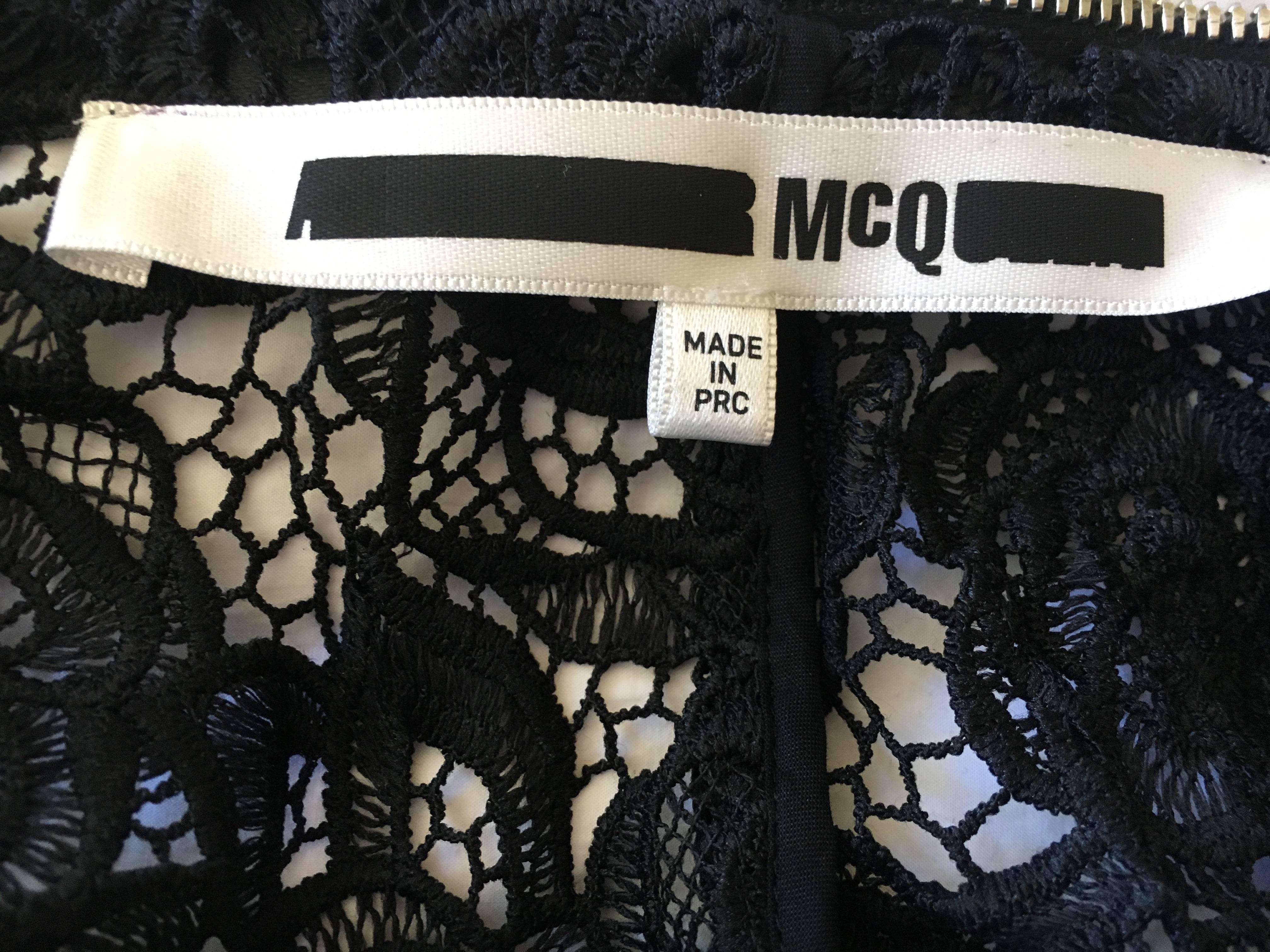Mc Q Alexander McQueen Black Lace Bell Sleeve Dress For Sale 3