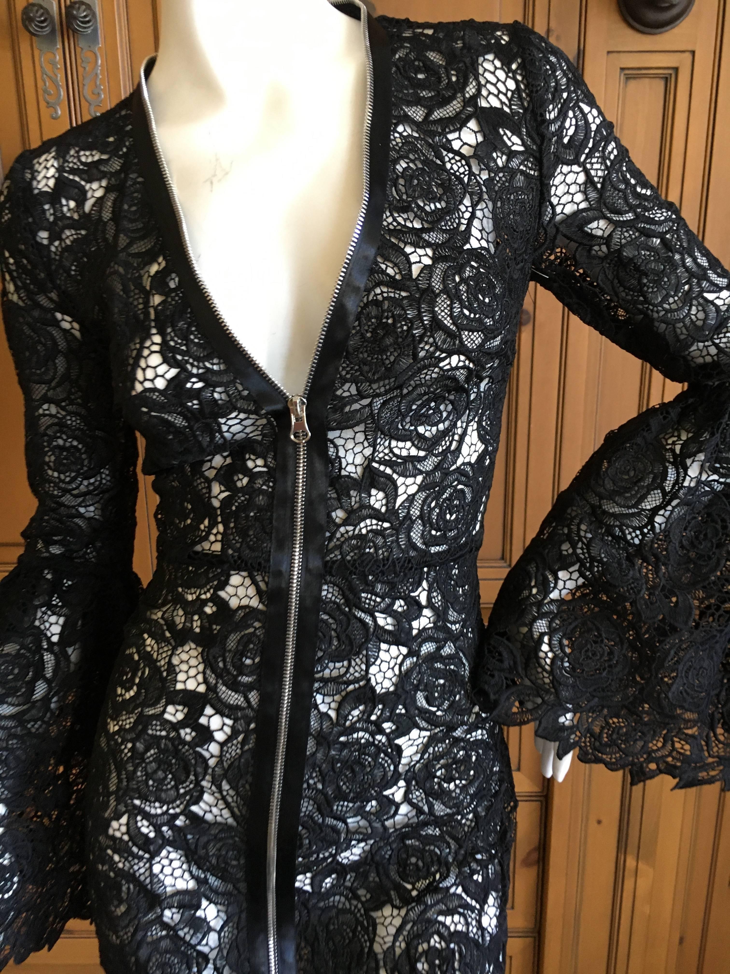 Mc Q Alexander McQueen Black Lace Bell Sleeve Dress In Excellent Condition For Sale In Cloverdale, CA