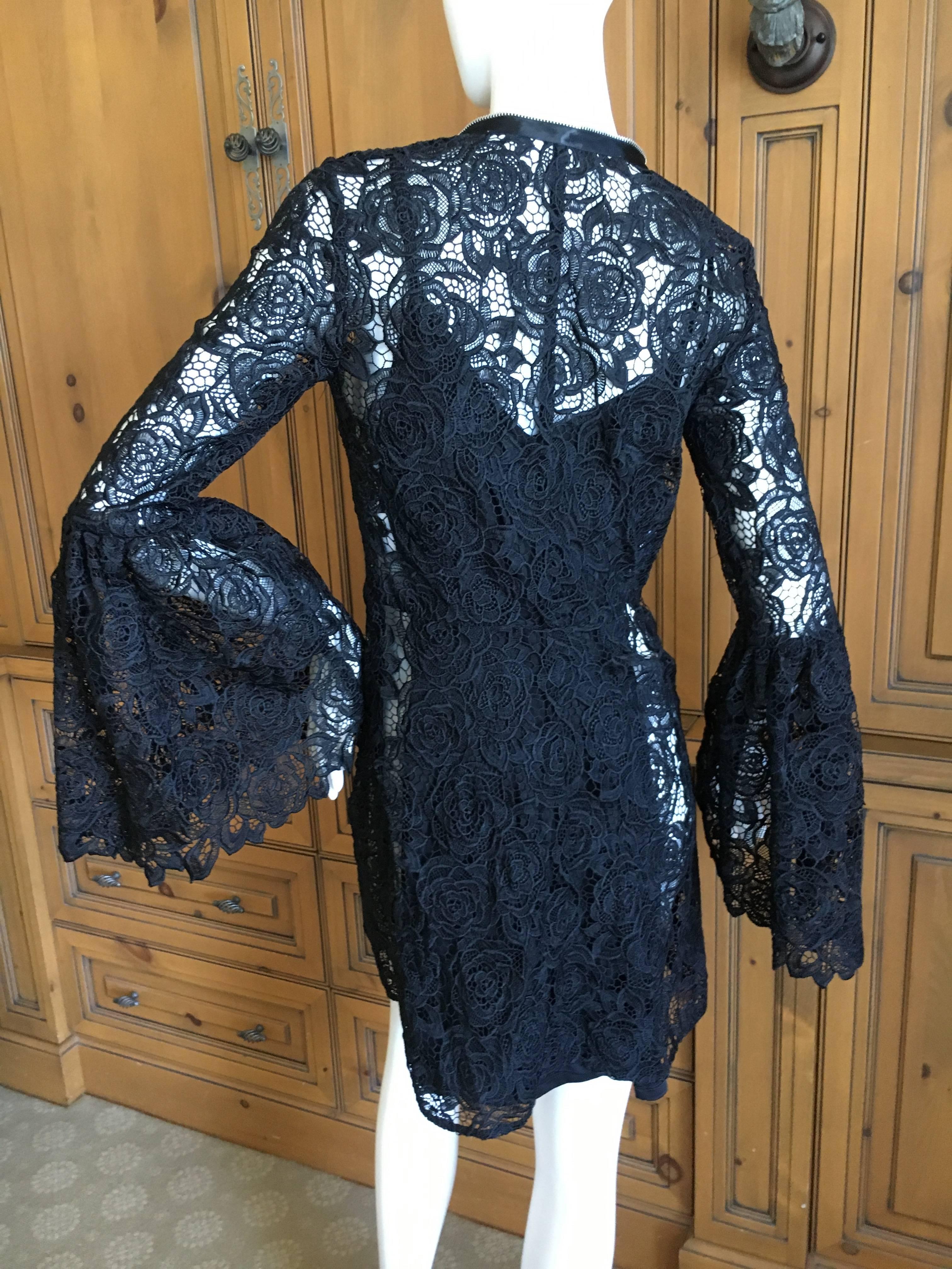 Mc Q Alexander McQueen Black Lace Bell Sleeve Dress For Sale 2