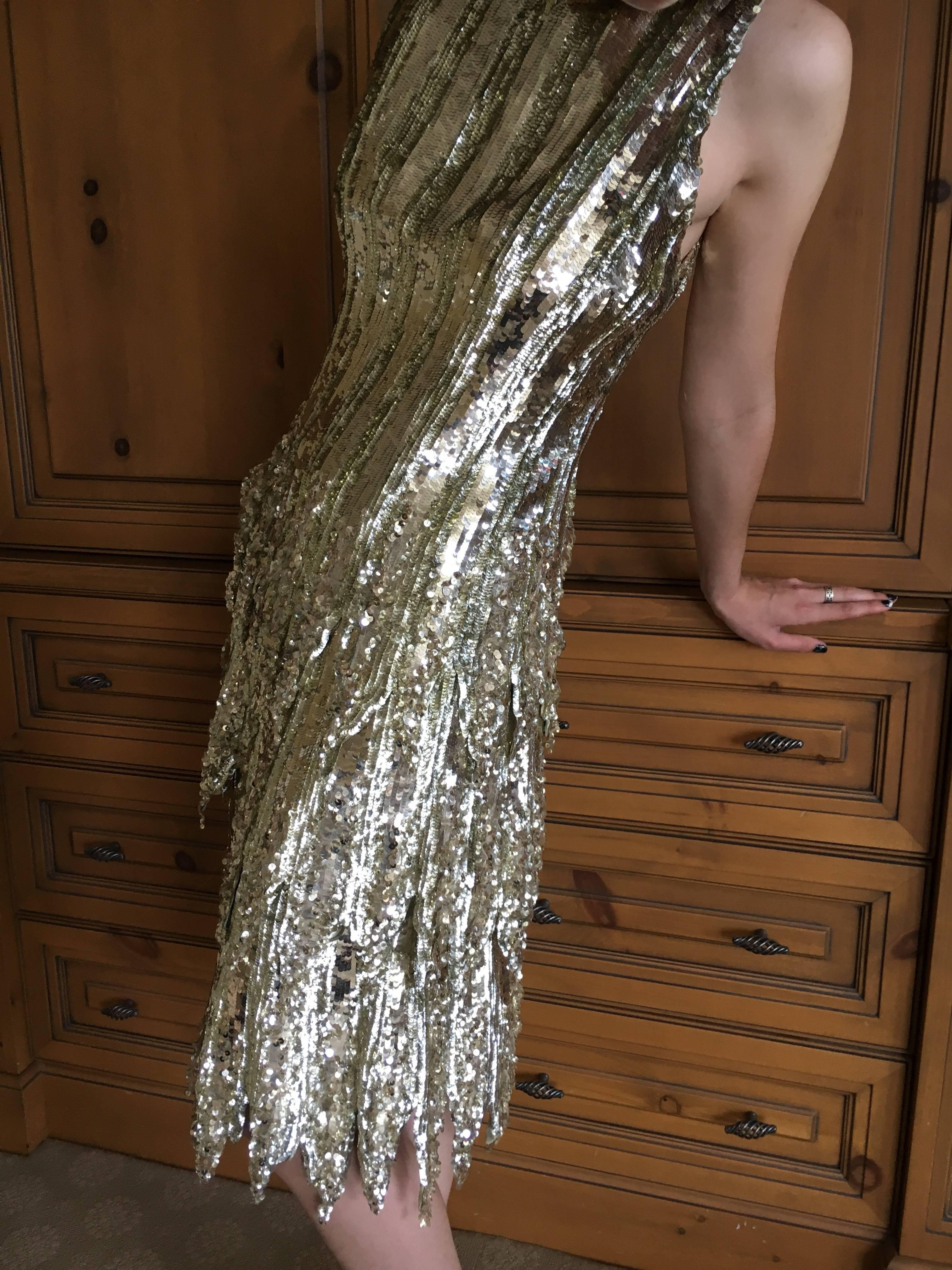 Chanel Haute Couture Gold Sequin Flapper Dress Karl Lagerfeld Fall 2002 Look 30 In New Condition For Sale In Cloverdale, CA