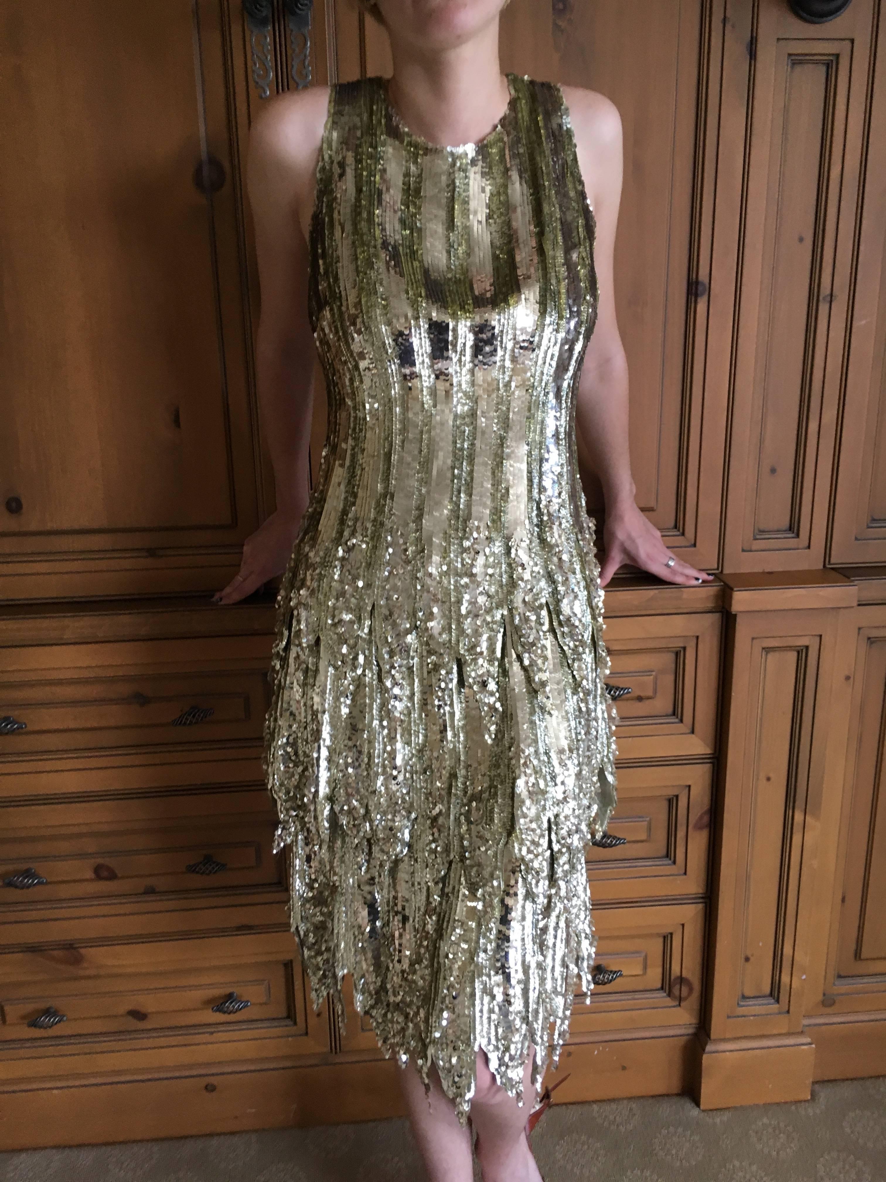 Women's Chanel Haute Couture Gold Sequin Flapper Dress Karl Lagerfeld Fall 2002 Look 30 For Sale