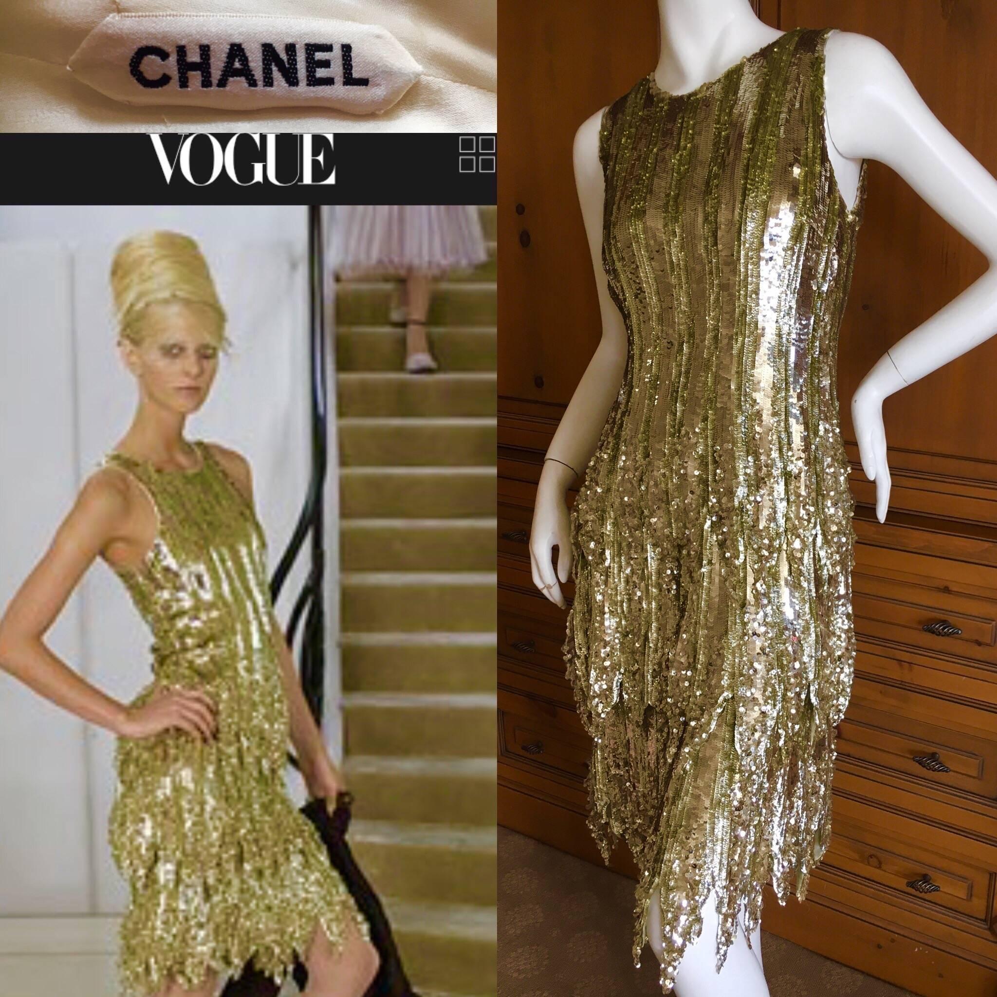 Chanel Haute Couture Gold Sequin Flapper Dress Karl Lagerfeld Fall 2002 Look 30 For Sale 3