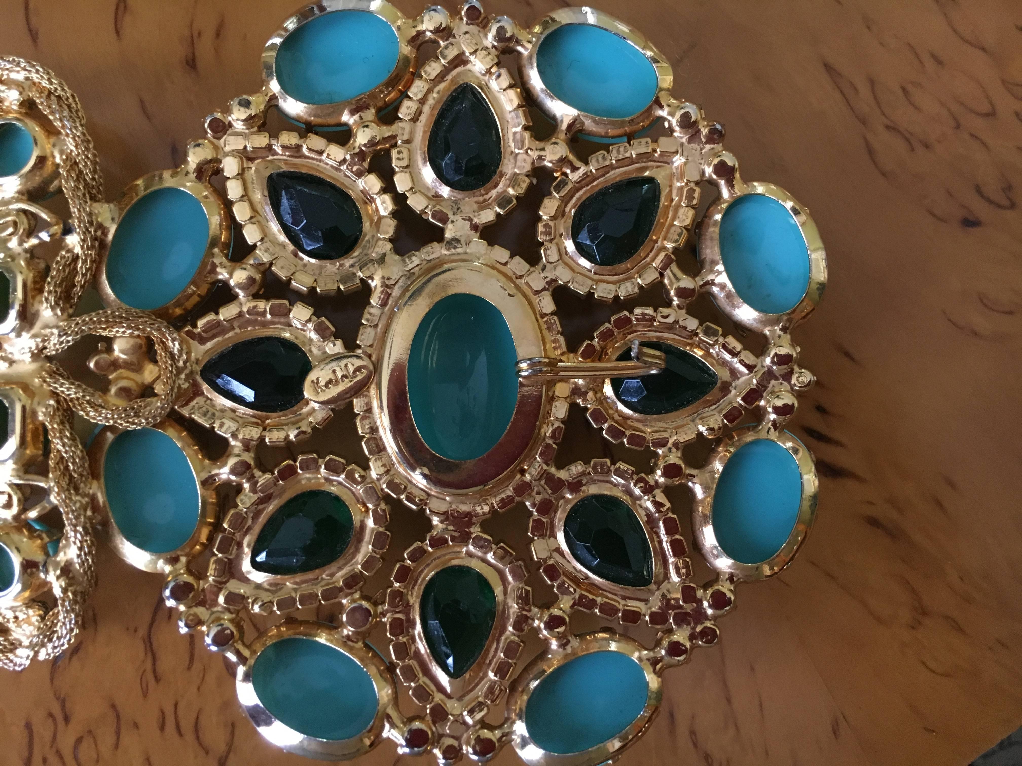 Kenneth Jay Lane Gobsmacking 1960's Faux Turquoise & Emerald Belt For Sale 1