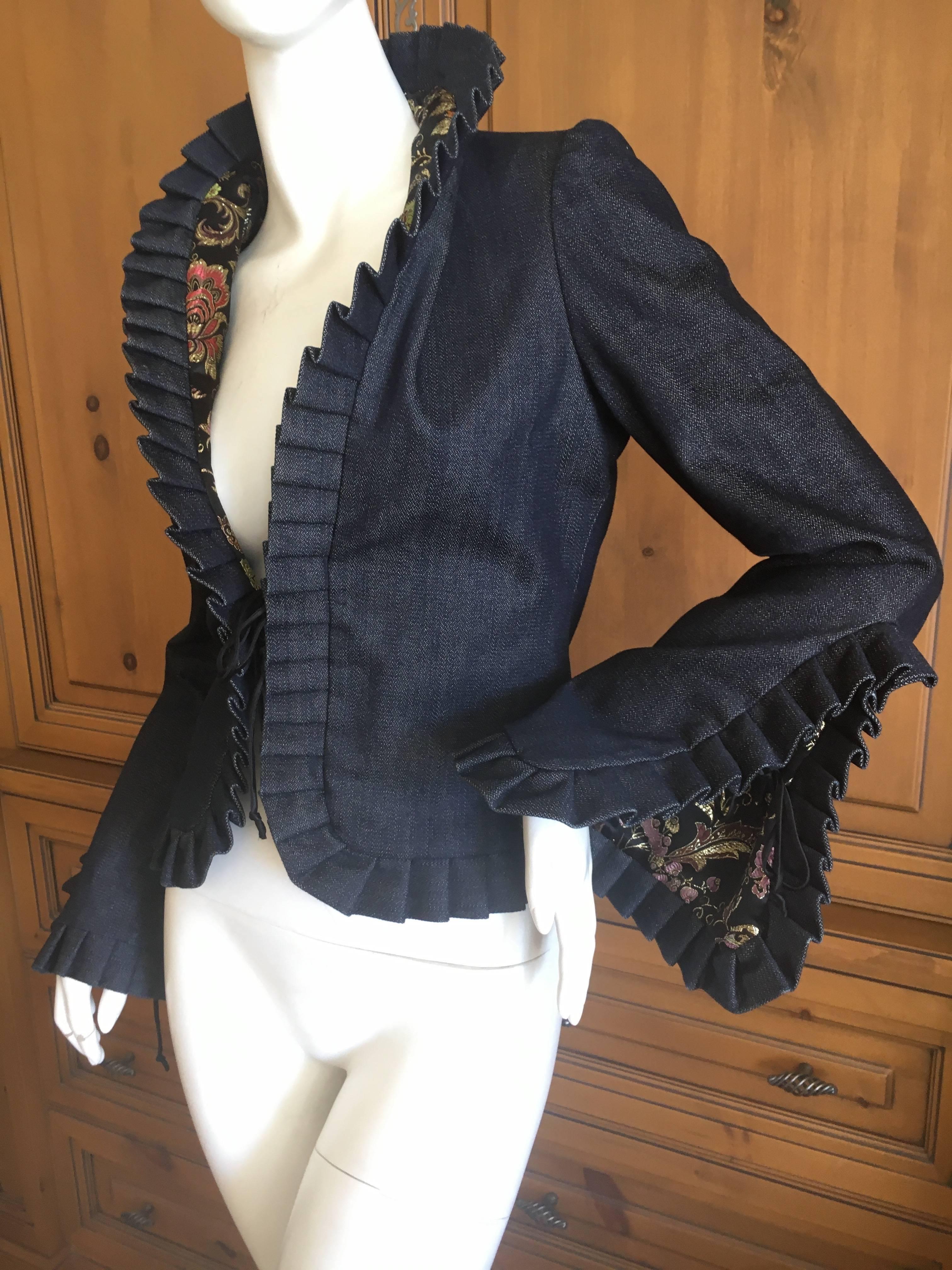 Women's Jean Paul Gaultier Femme Golden Chinoiserie Brocade Reversible Ruffle Jacket