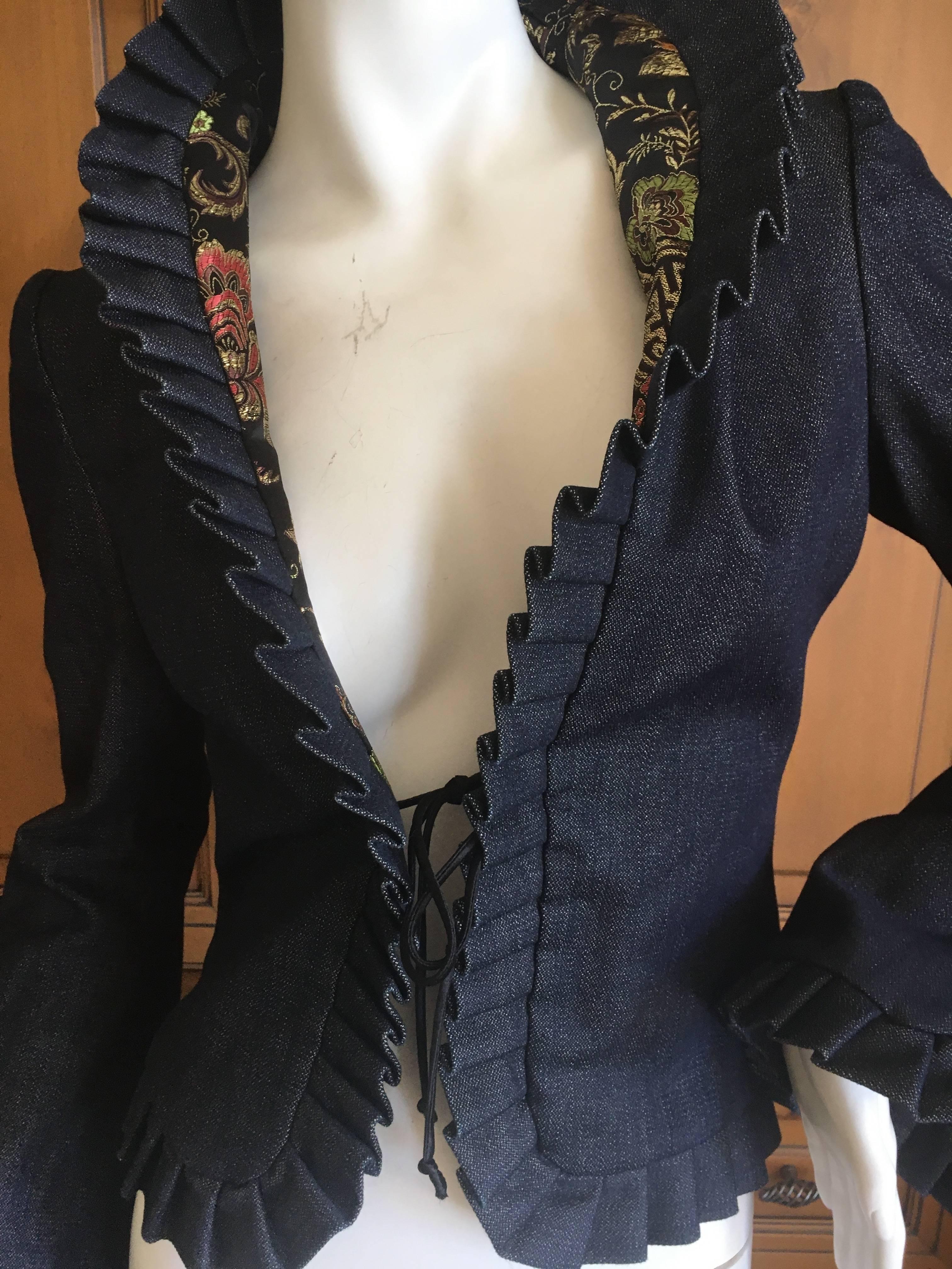 Jean Paul Gaultier Femme Golden Chinoiserie Brocade Reversible Ruffle Jacket 2