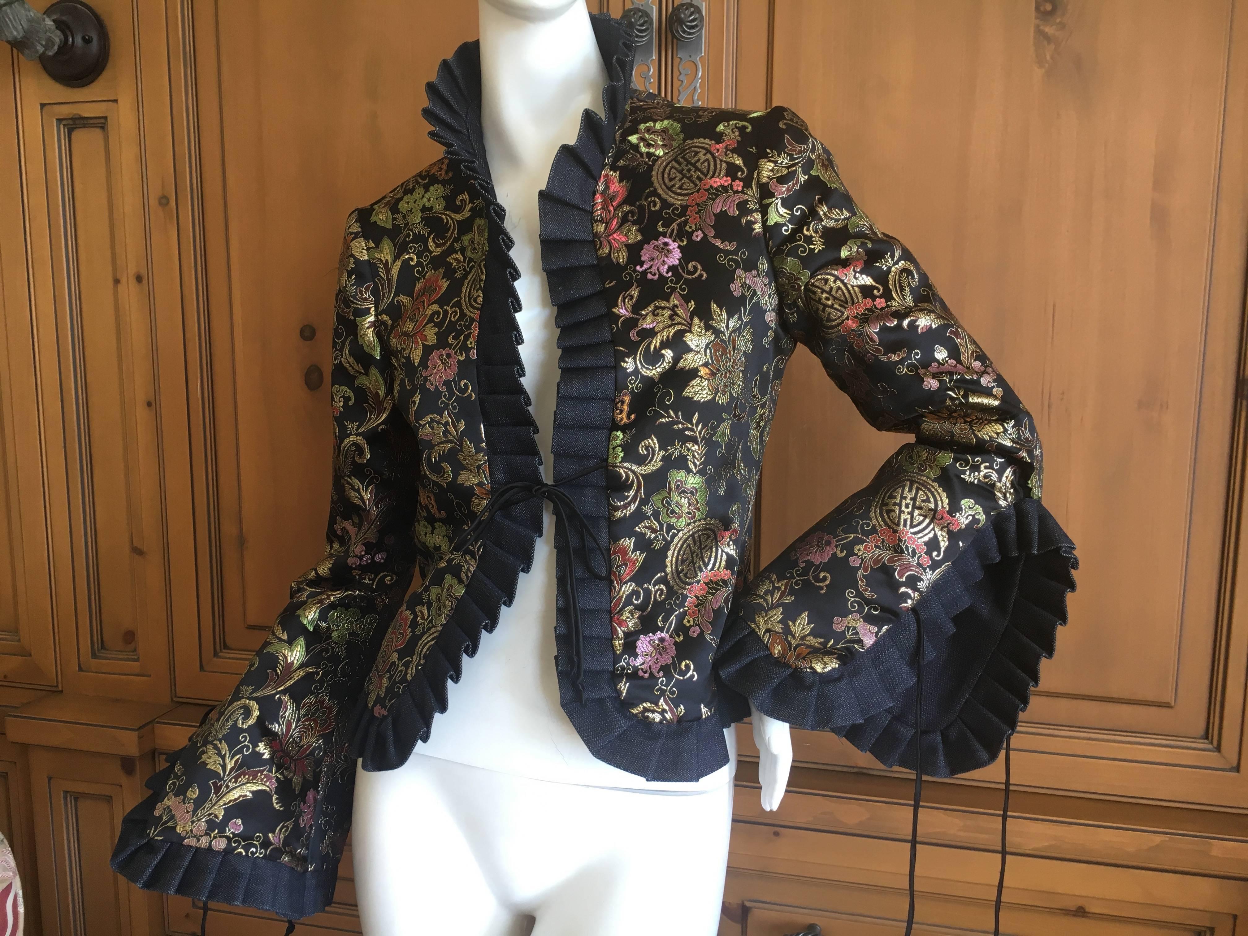 Jean Paul Gaultier Femme Golden Chinoiserie Brocade Reversible Ruffle Jacket 3