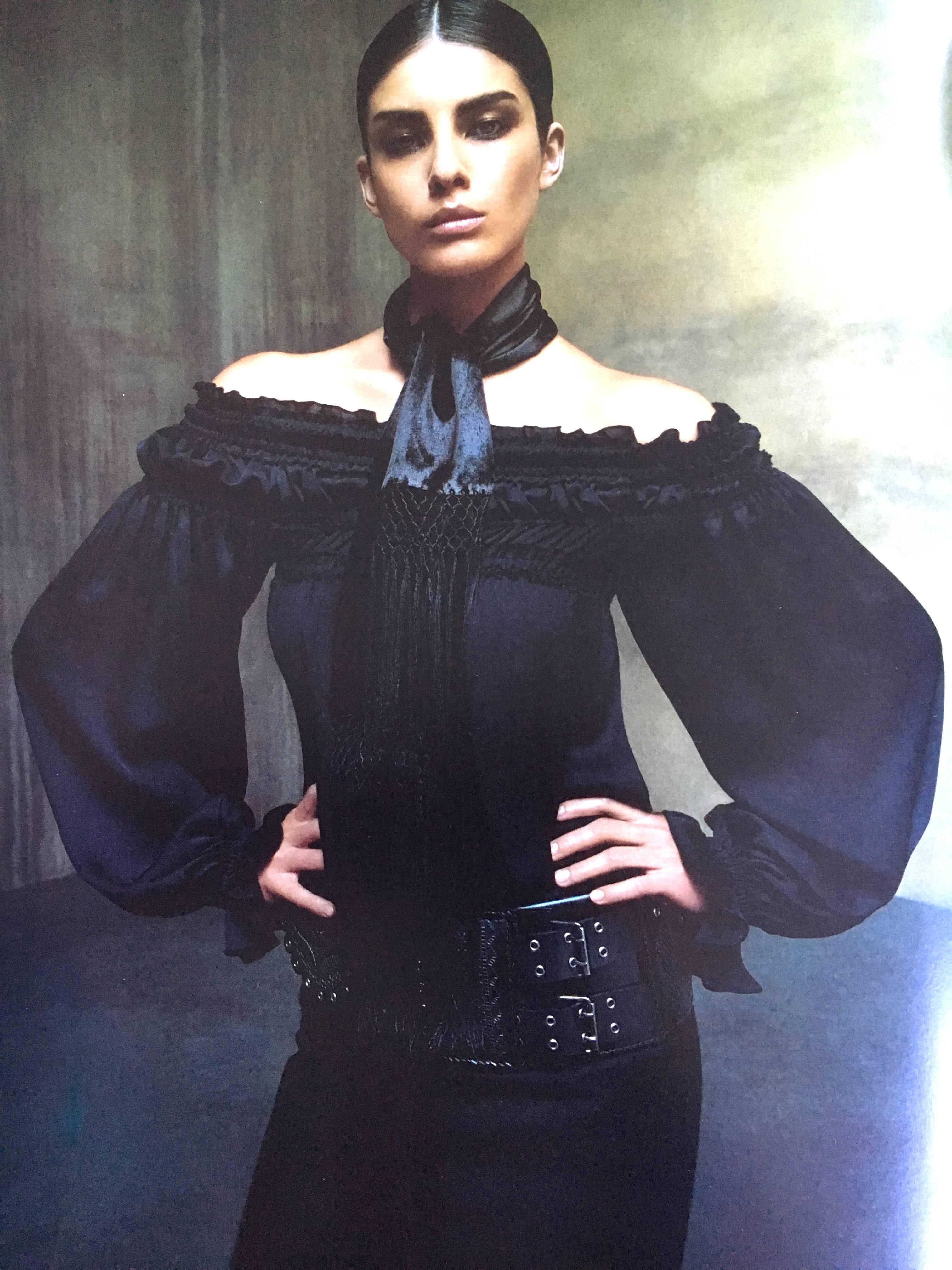 Yves Saint Laurent Tom Ford Silk Off the Shoulder Peasant Blouse .
Full page in the Tom For Book.
Size 36
Bust 36