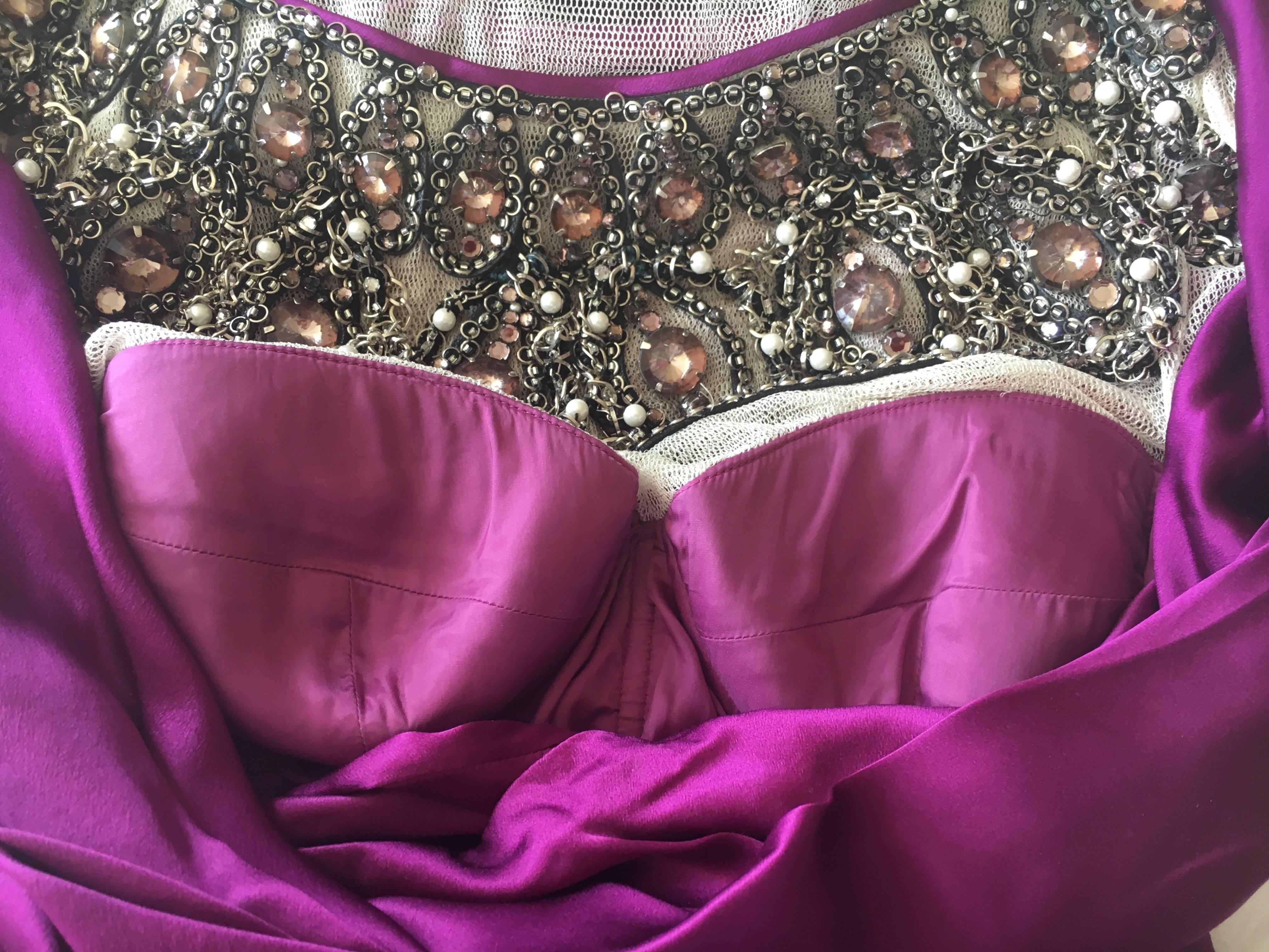 Moschino Violett Evening Dress with Extravagant Jeweled Collar 4