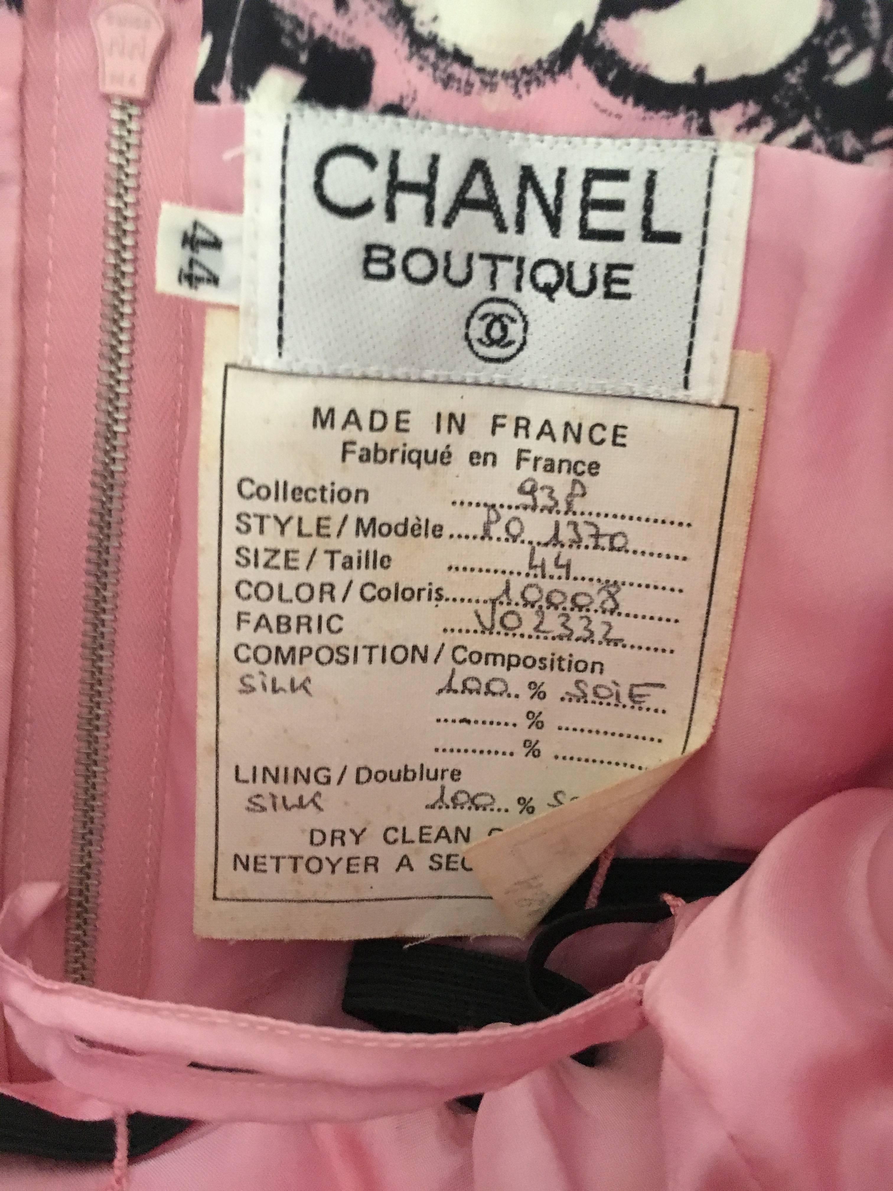 Chanel Vintage Bustier with Karl Lagerfeld Coco Sketch Print Silk Spring 1993 For Sale 2