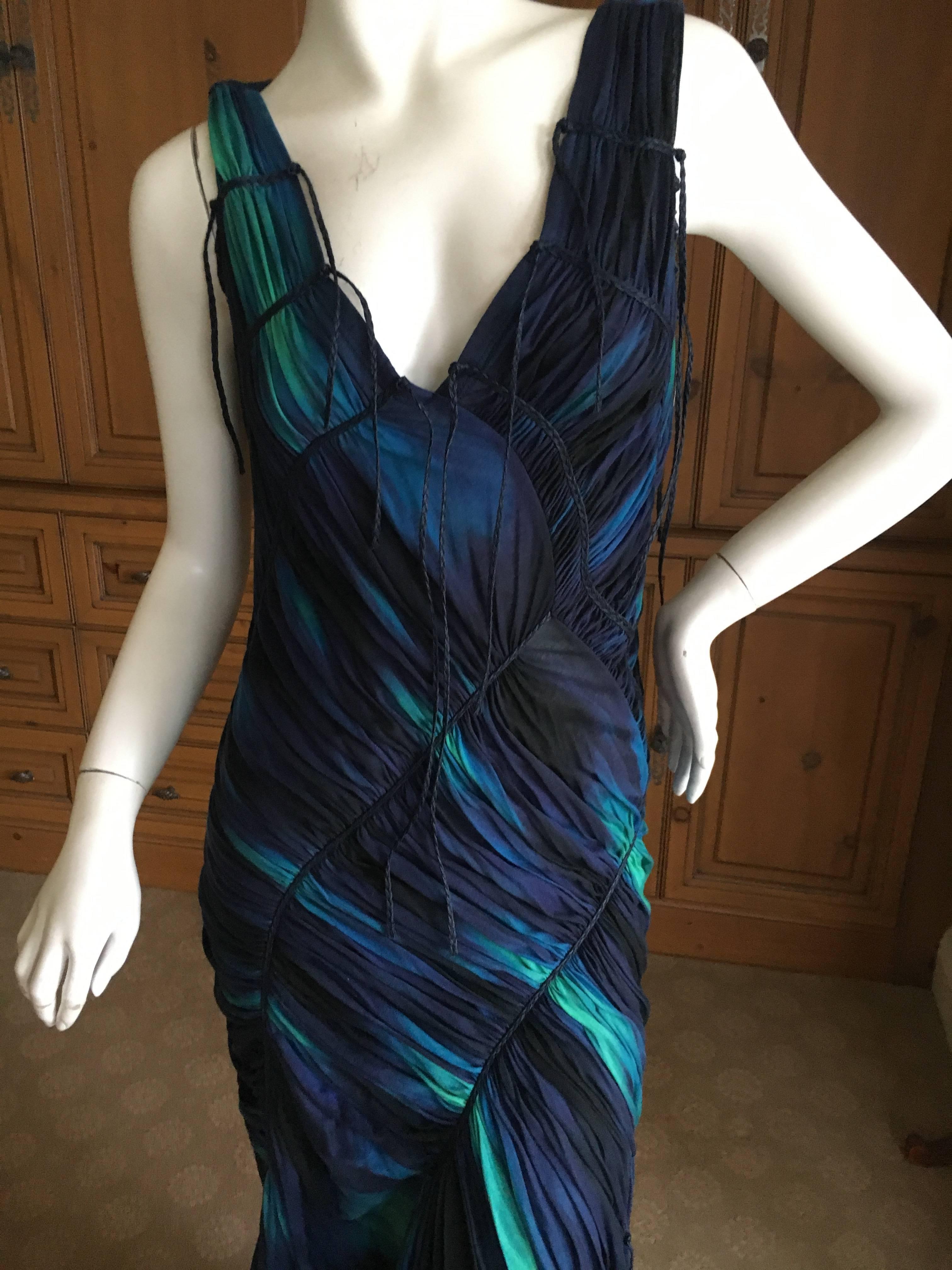 Purple Issey Miyake Bergdorf Goodman 1990's Tie Dye Ruched Dress New with Tags