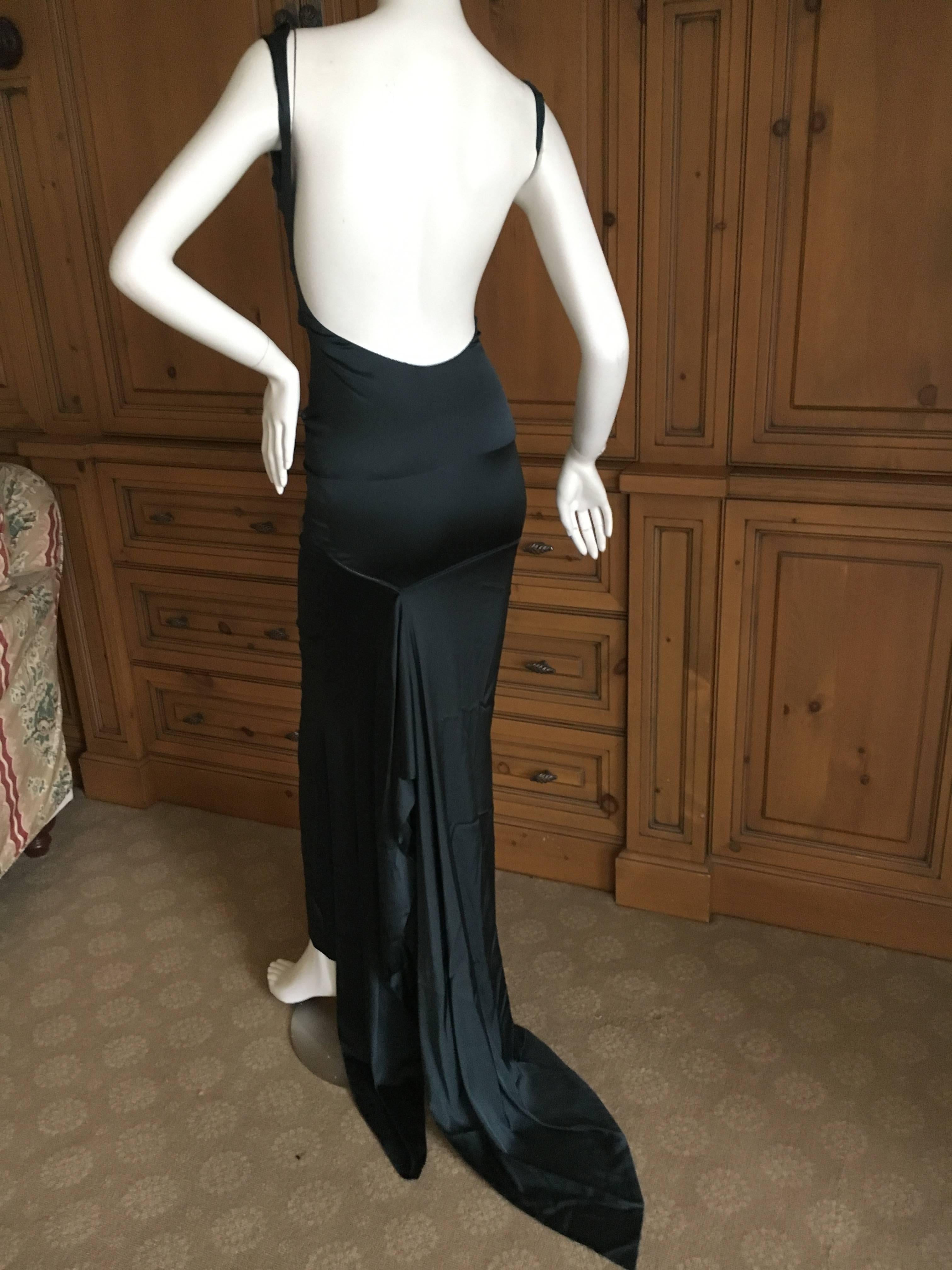 Black Gucci by Tom Ford Sexy Backless Green Silk Evening Dress For Sale
